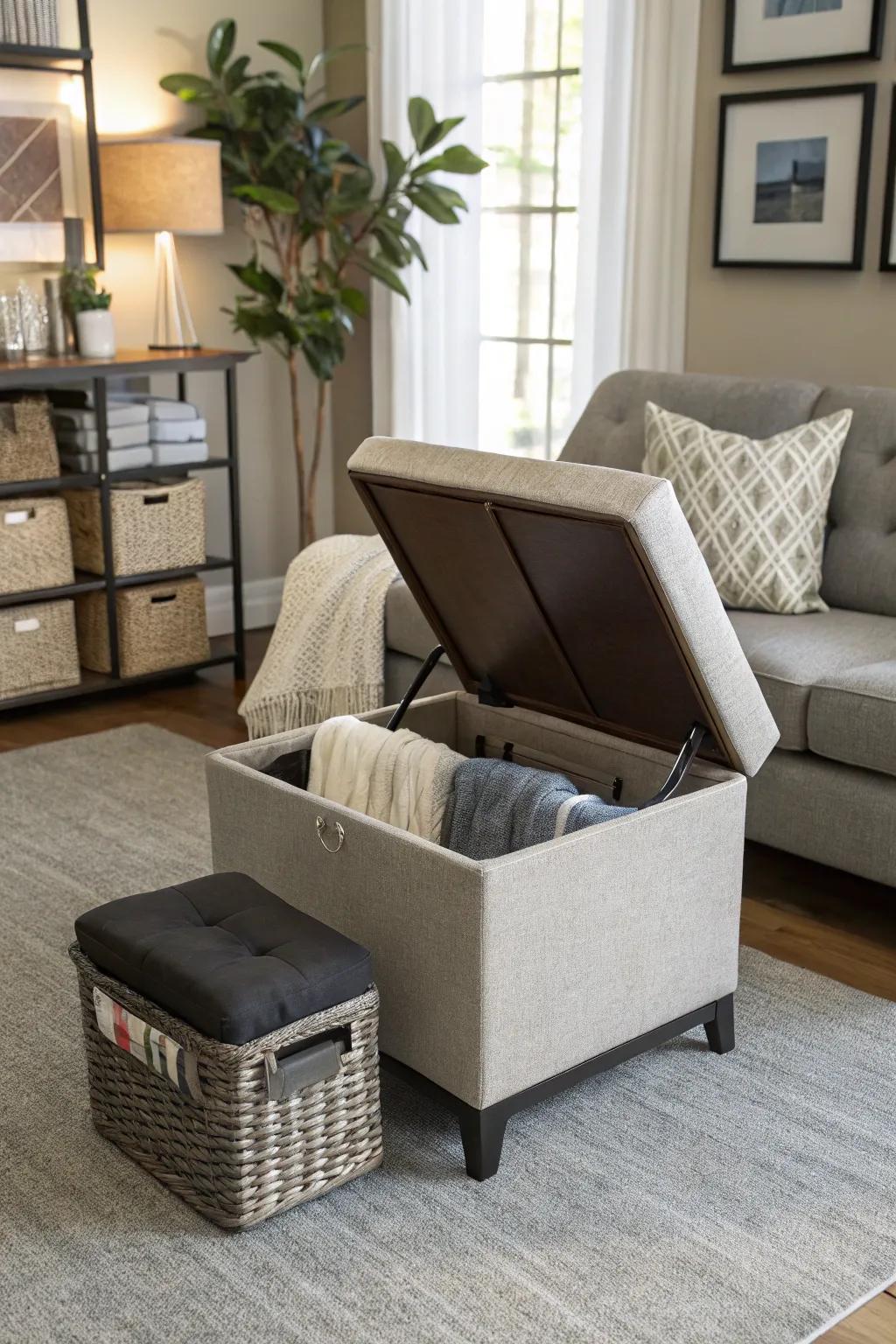 Furniture that conceals hampers while enhancing room design.