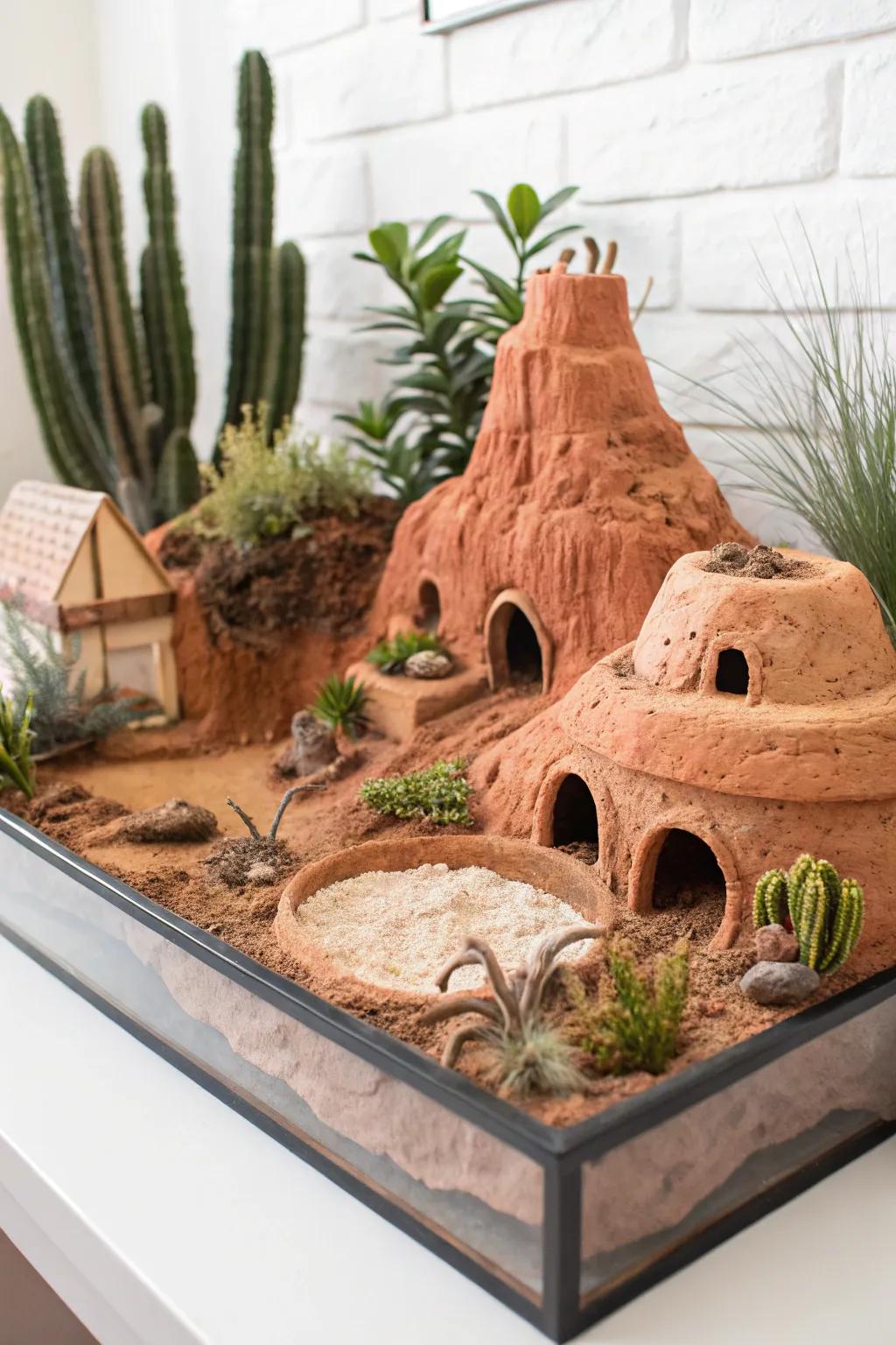 Transform your dragon's habitat into a clay-crafted wonderland, where simplicity meets natural beauty.