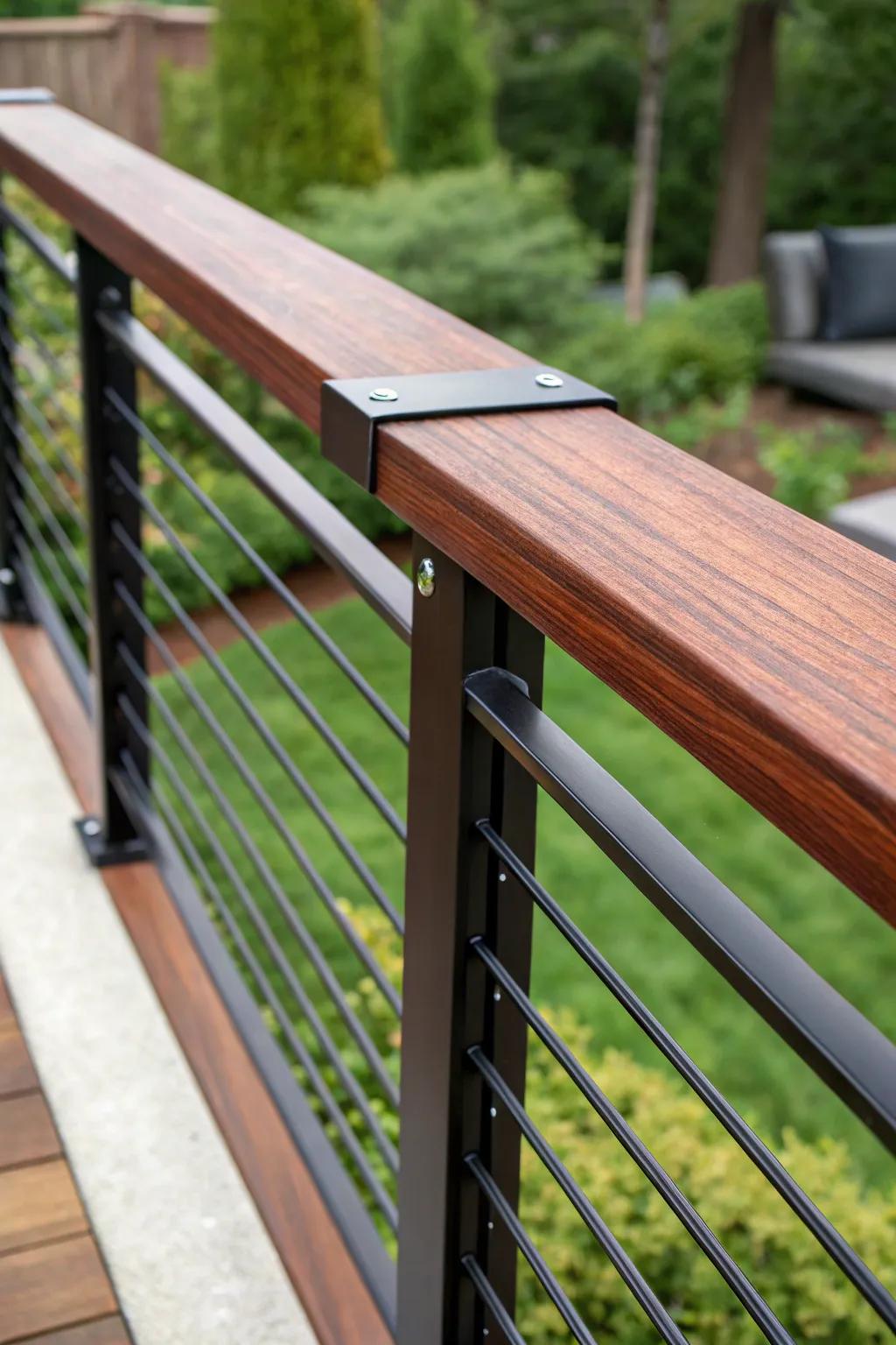 Elevate your deck design with the timeless appeal of mixed material railings.