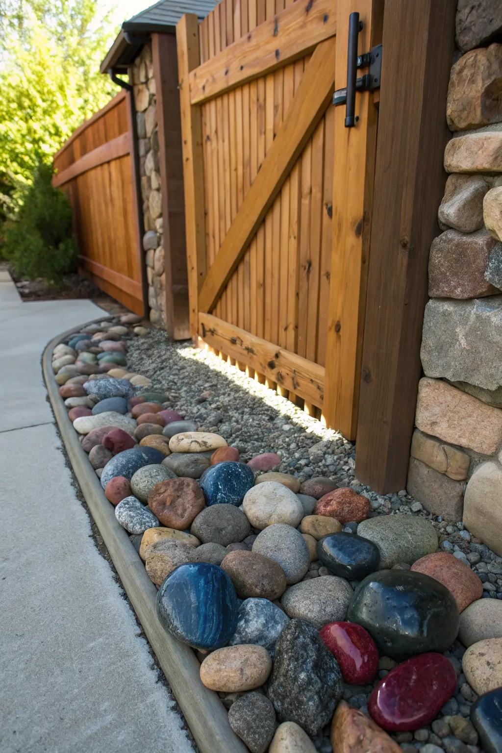 Transform your outdoor space with a touch of rustic elegance using bold stones and gravel.