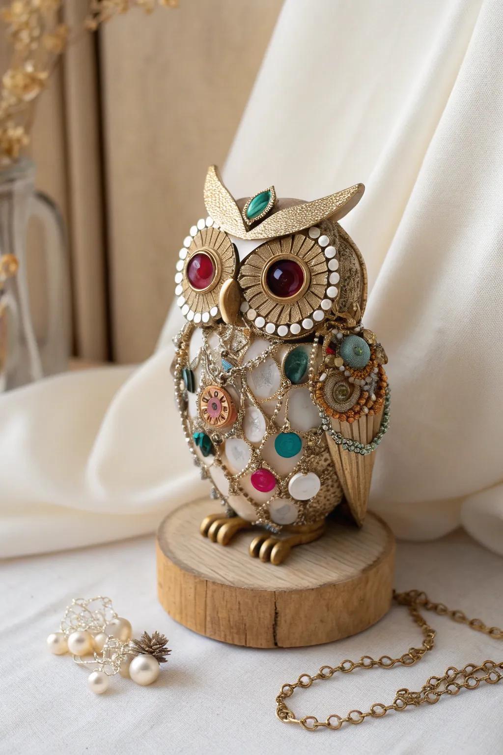 Discover the enchanting allure of animal magic with this jewelry-crafted owl masterpiece.