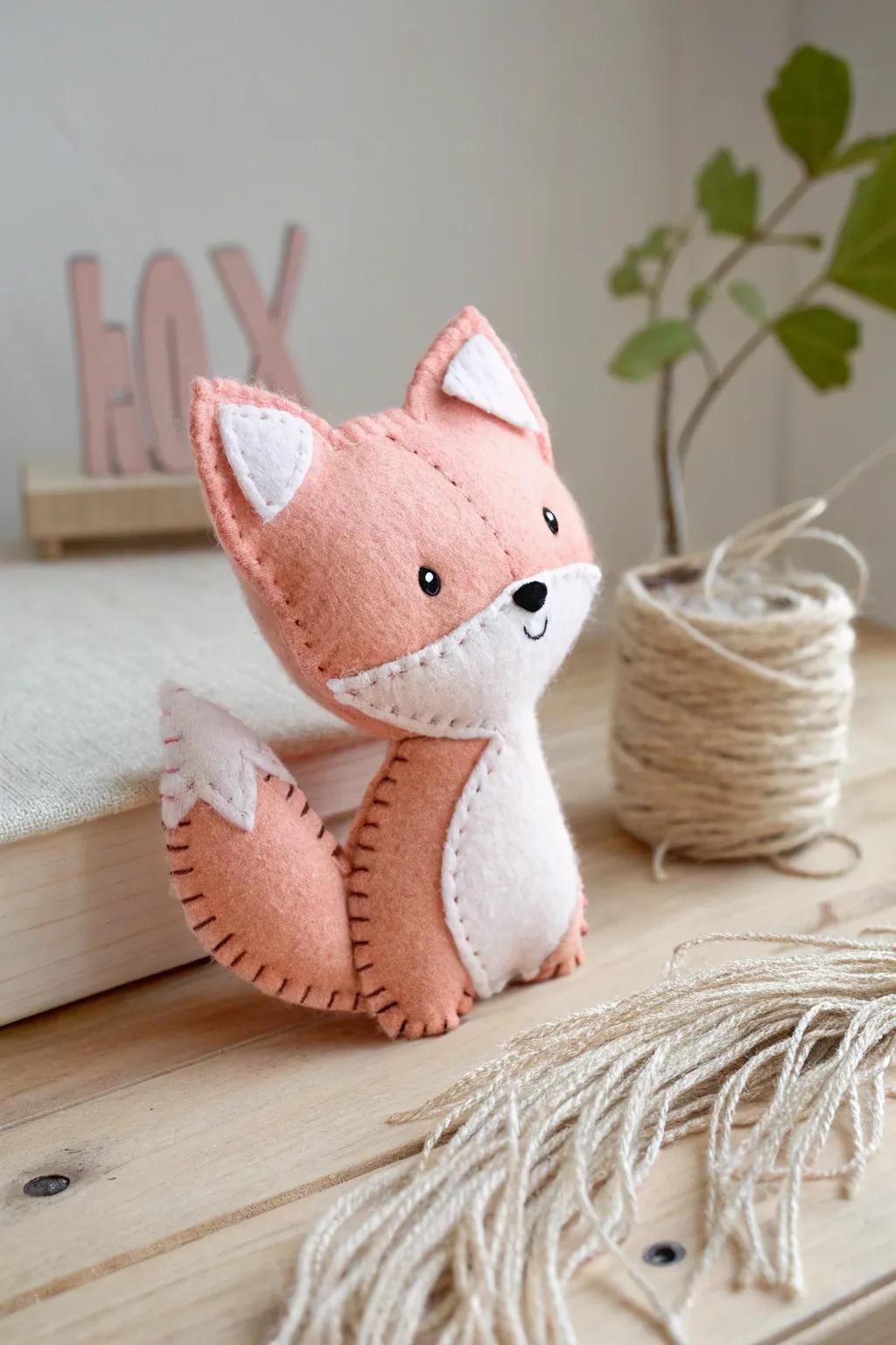 Adorable and handcrafted: This kawaii felt fox plushie brings a touch of warmth and whimsy to any minimalist space.