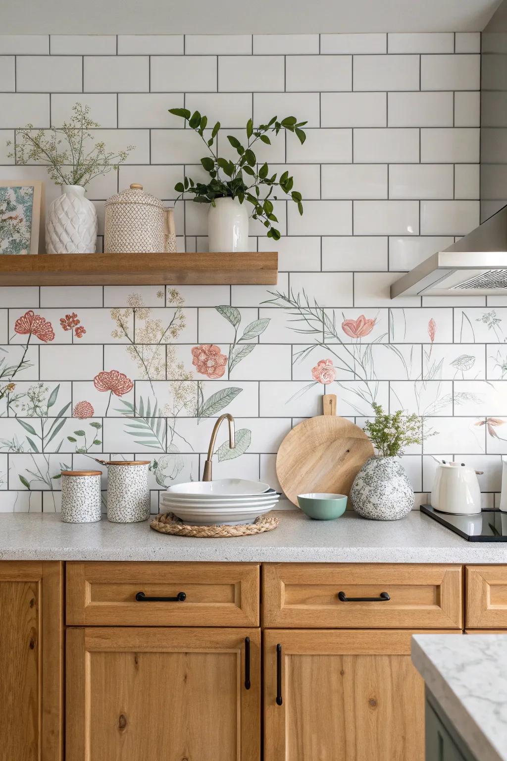 Transform your kitchen effortlessly with a chic contact paper backsplash—where Scandinavian simplicity meets boho charm.
