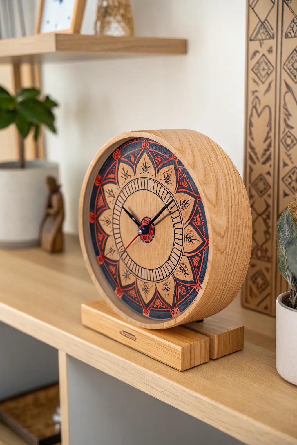 Time meets artistry: Elevate your space with this exquisitely engraved wooden clock, where functionality and sentiment converge.