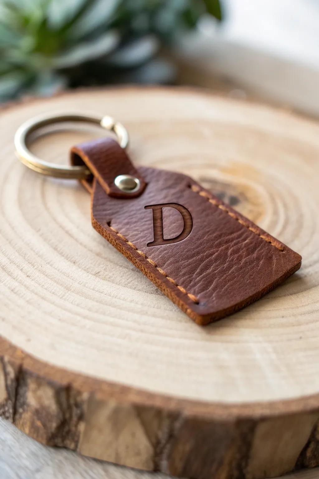 Crafted with love: A personalized keychain that speaks volumes with its simplicity and charm.
