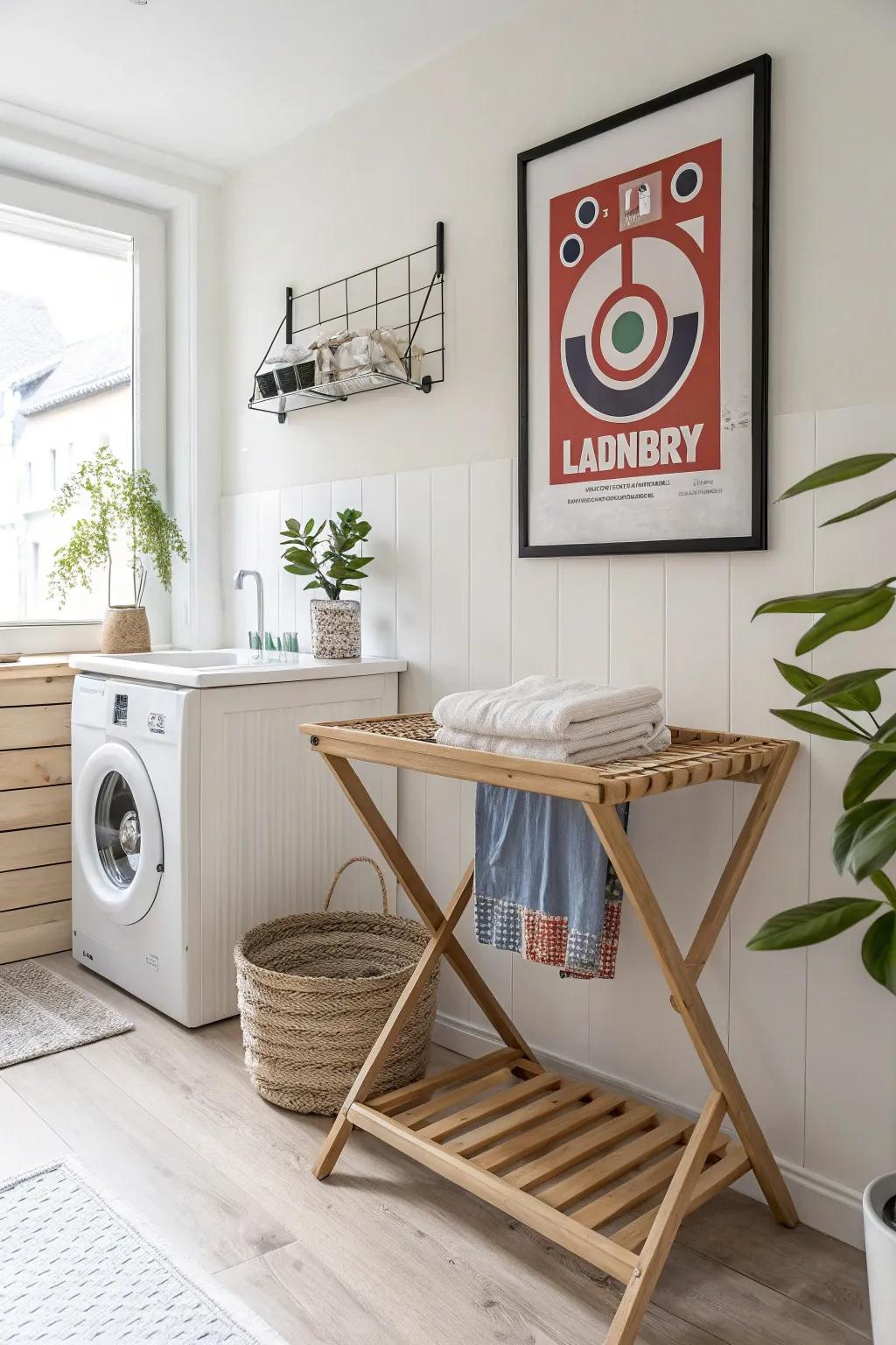 Transform your laundry room into a serene sanctuary with bold, beautiful wall art that adds a personal touch.