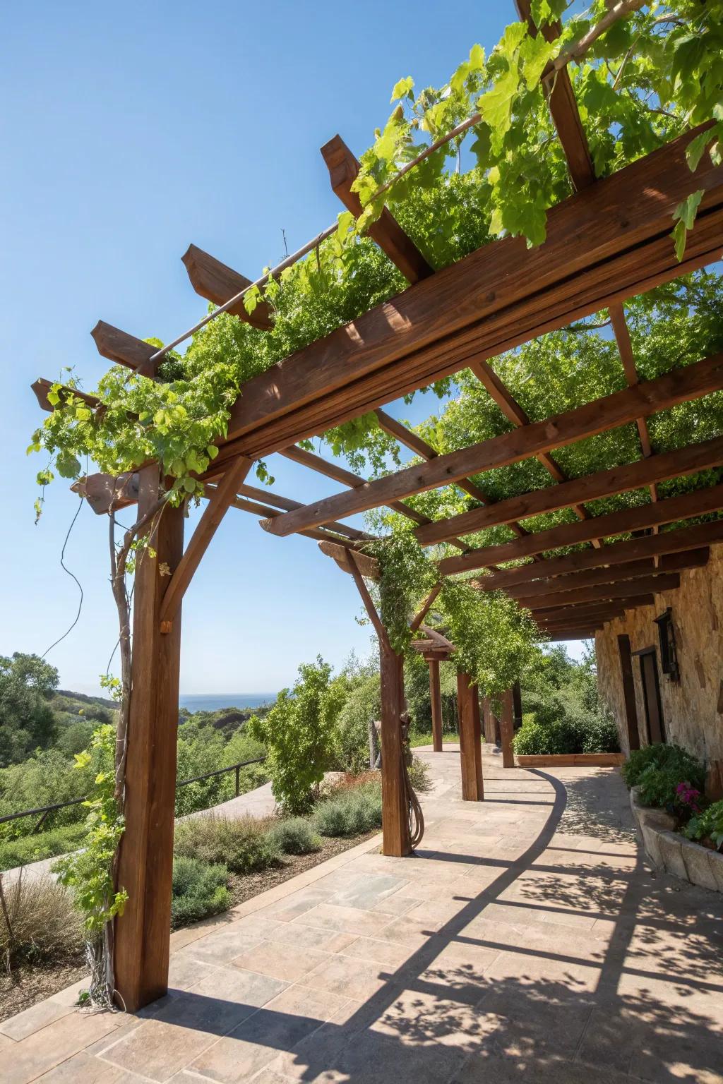 Elevate your outdoor space with a handcrafted lean-to patio cover that embraces nature's beauty.