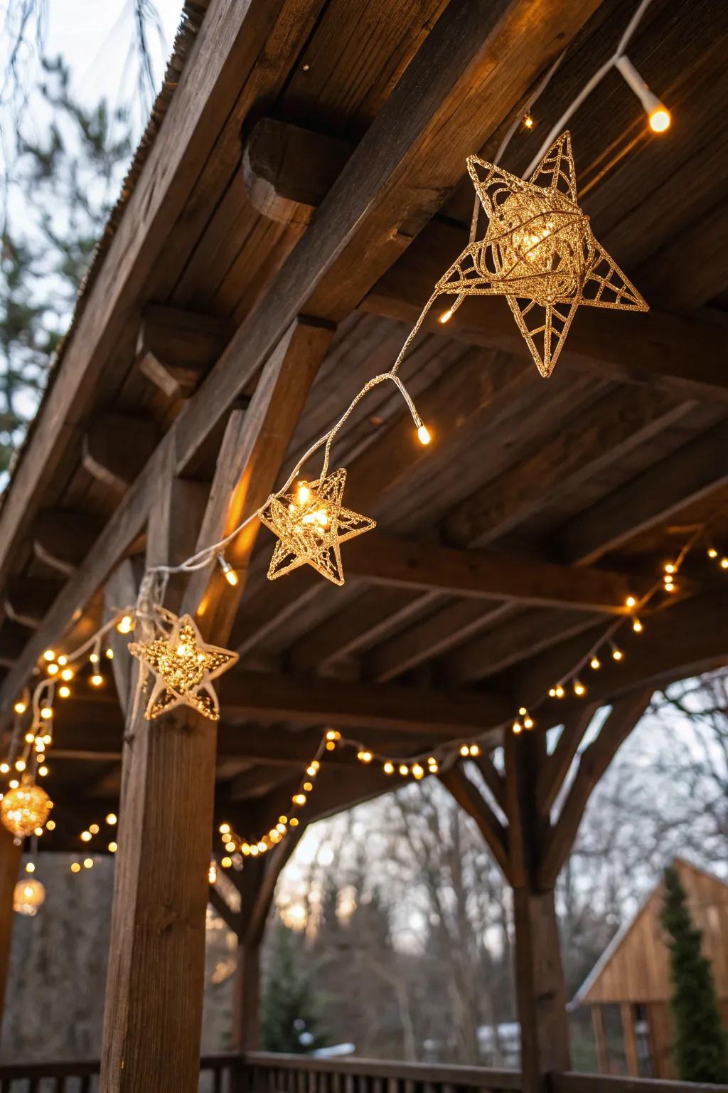Transform your porch into a starlit haven with magical string lights.