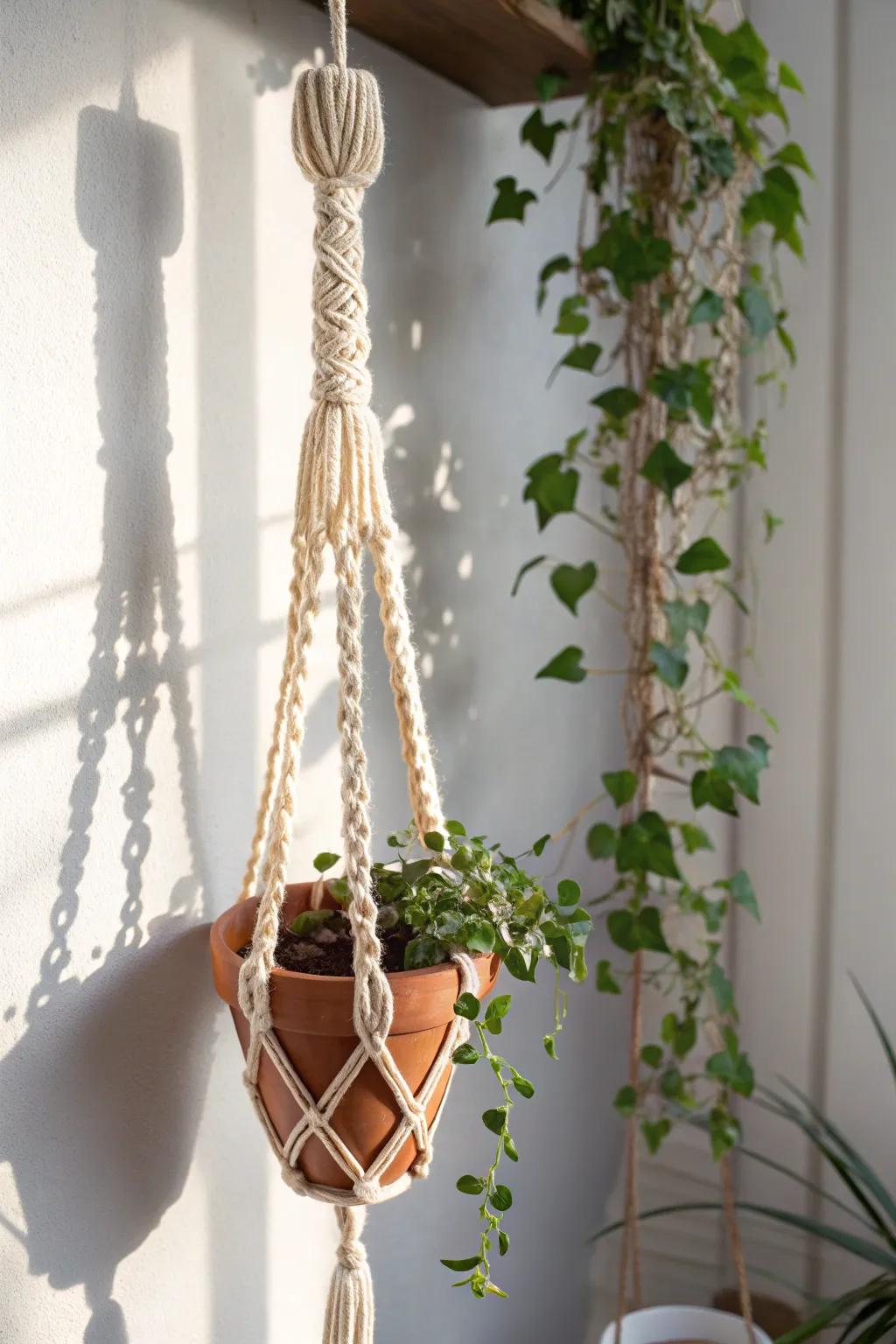 Elevate your indoor greenery with handcrafted macramé elegance.