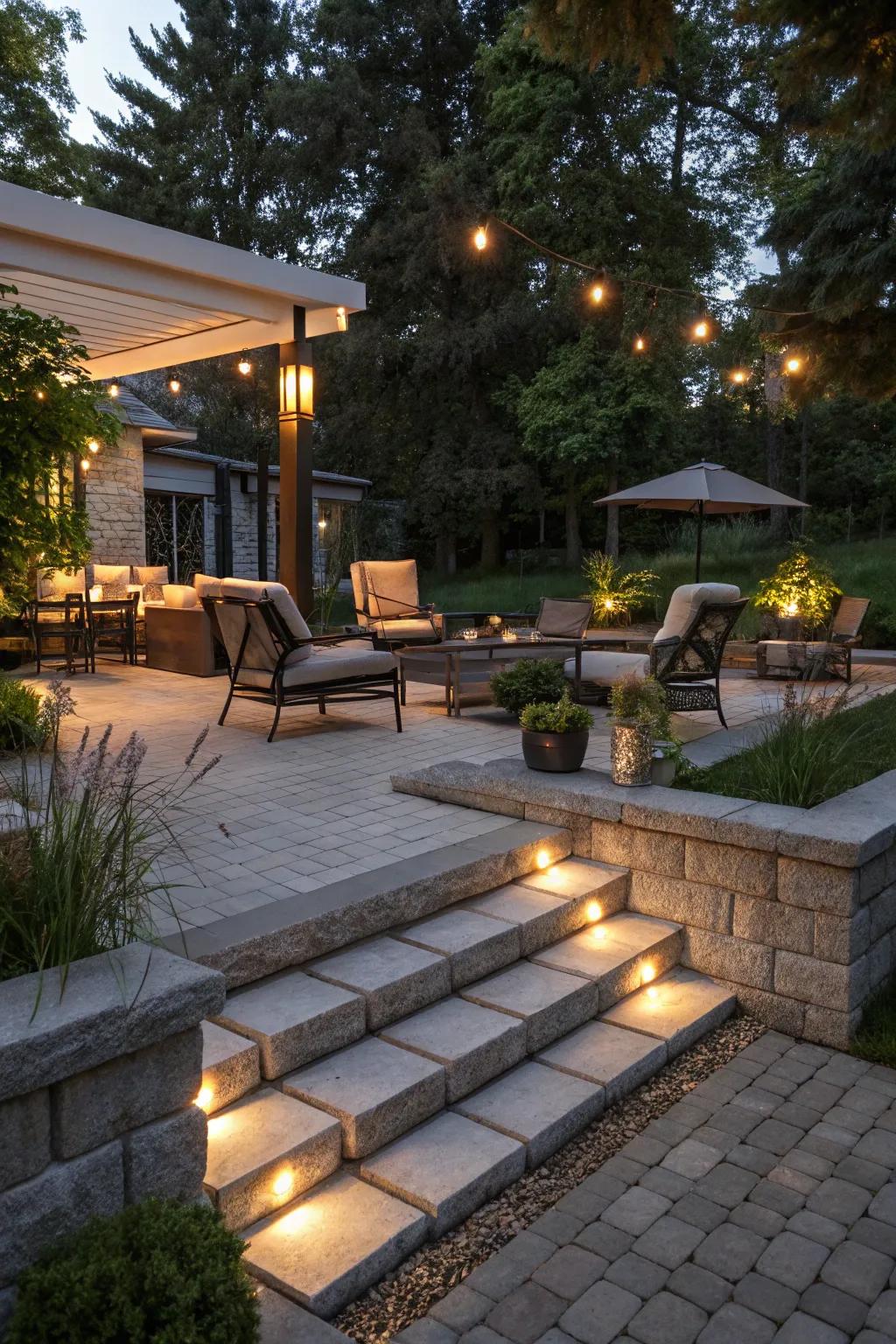 Elevated platforms offer a strategic and stylish outdoor layout.