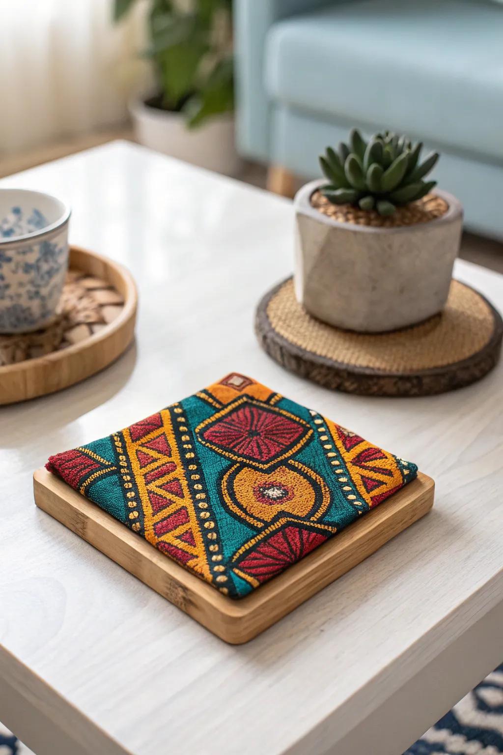Elevate your table decor with handcrafted wooden coasters that blend boho flair with minimalist elegance.