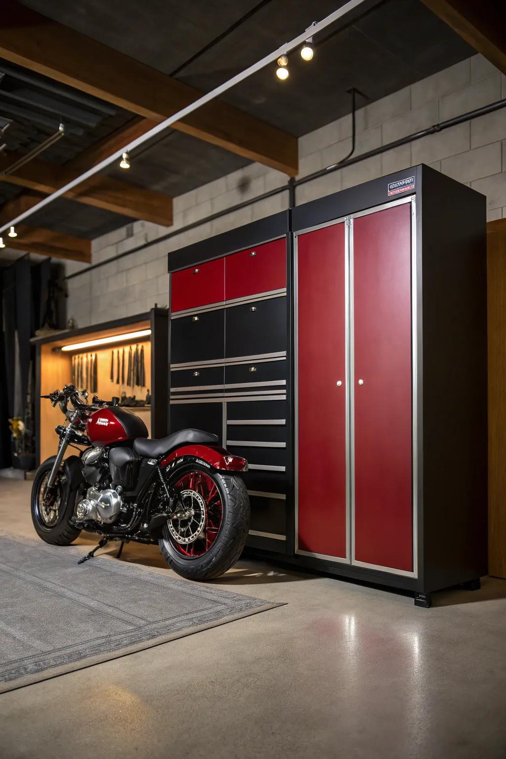 Transform your garage into a haven of style and organization with chic modular cabinetry.