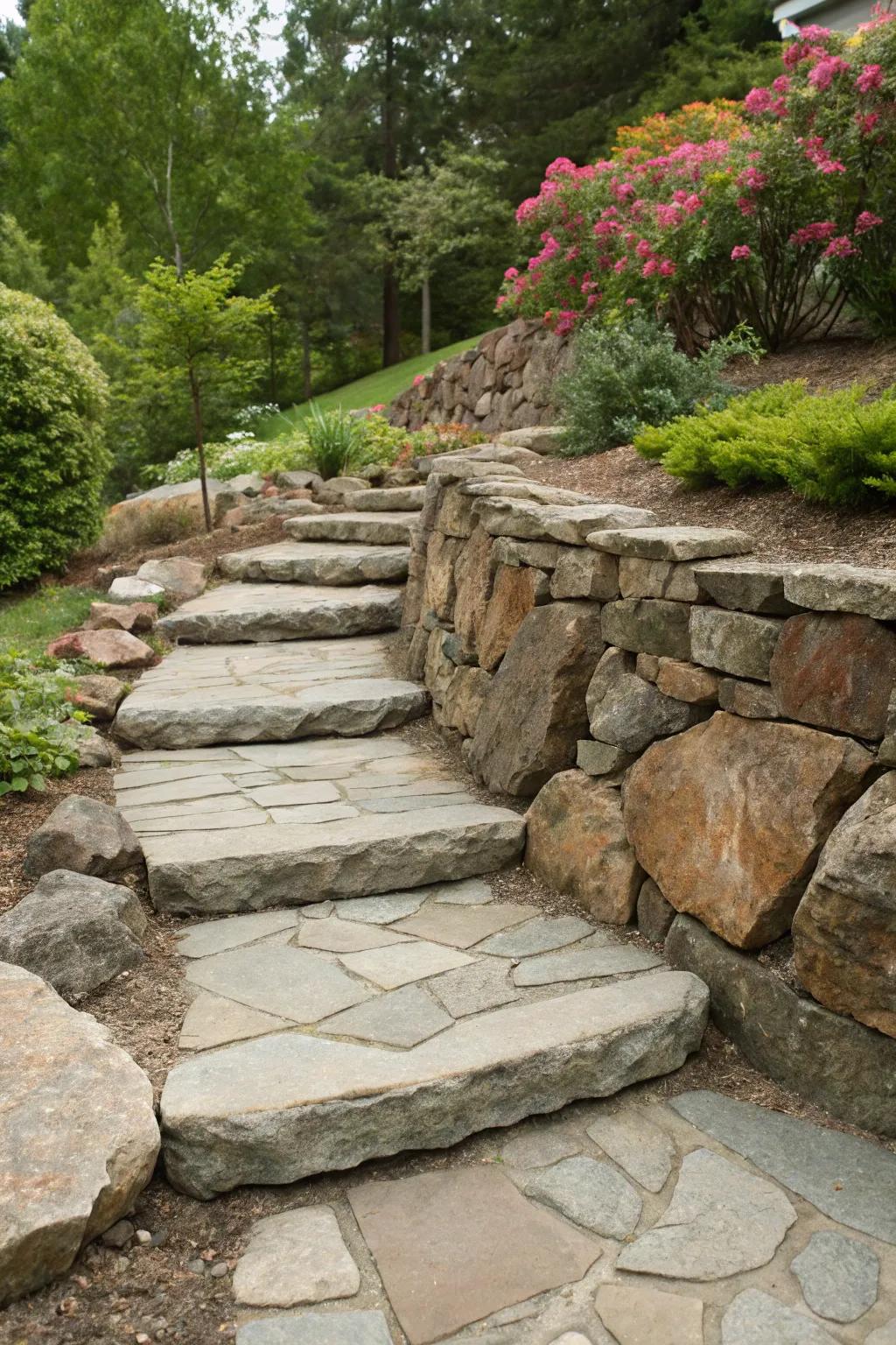 Navigate through nature: A masterful blend of stone and style.