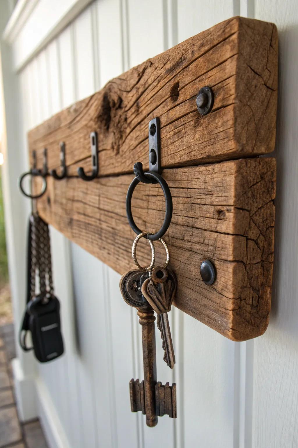 Elevate your entryway with this rustic key holder, where craftsmanship meets character.