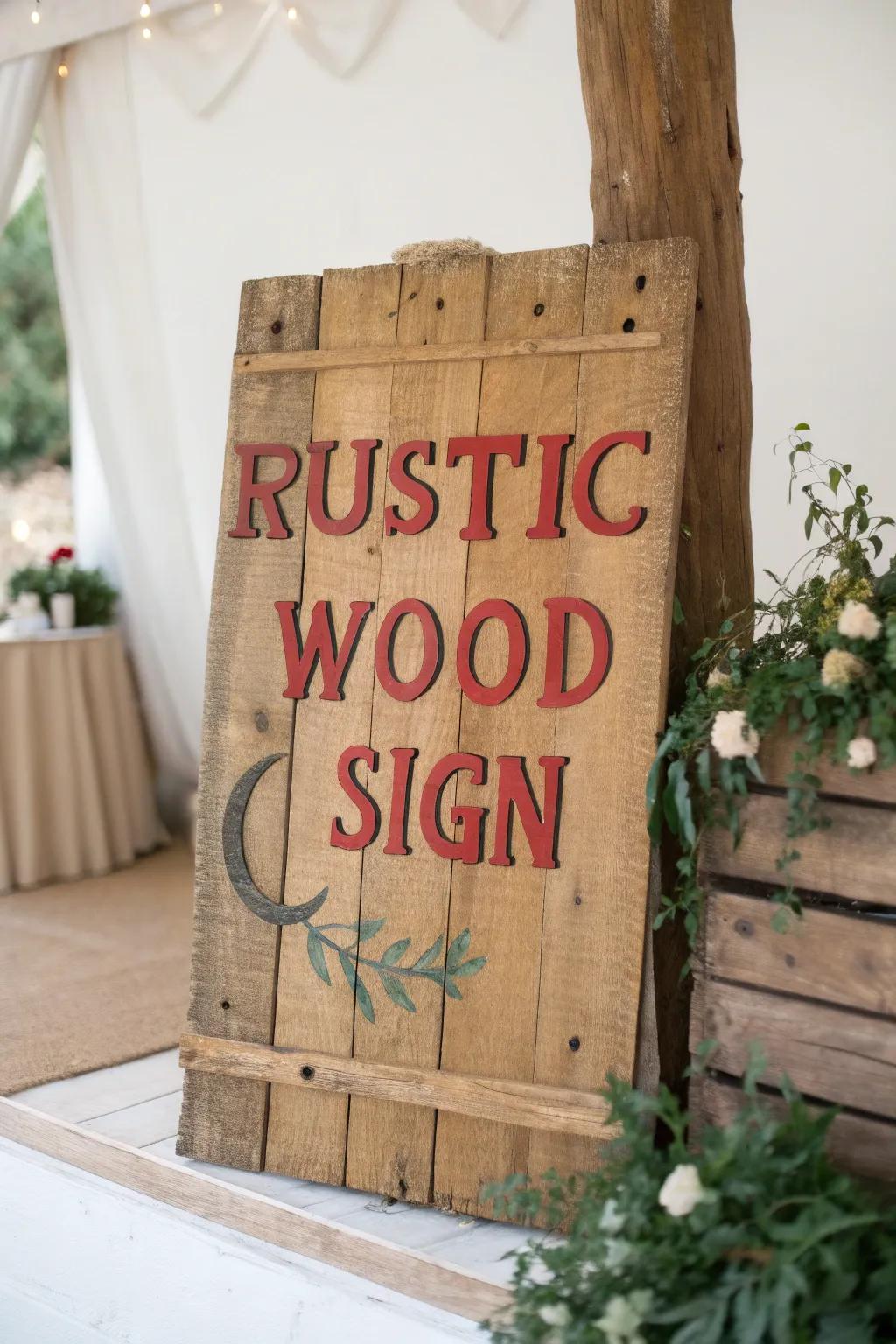 Embrace rustic charm with a handcrafted wood sign that brings warmth and character to any space.