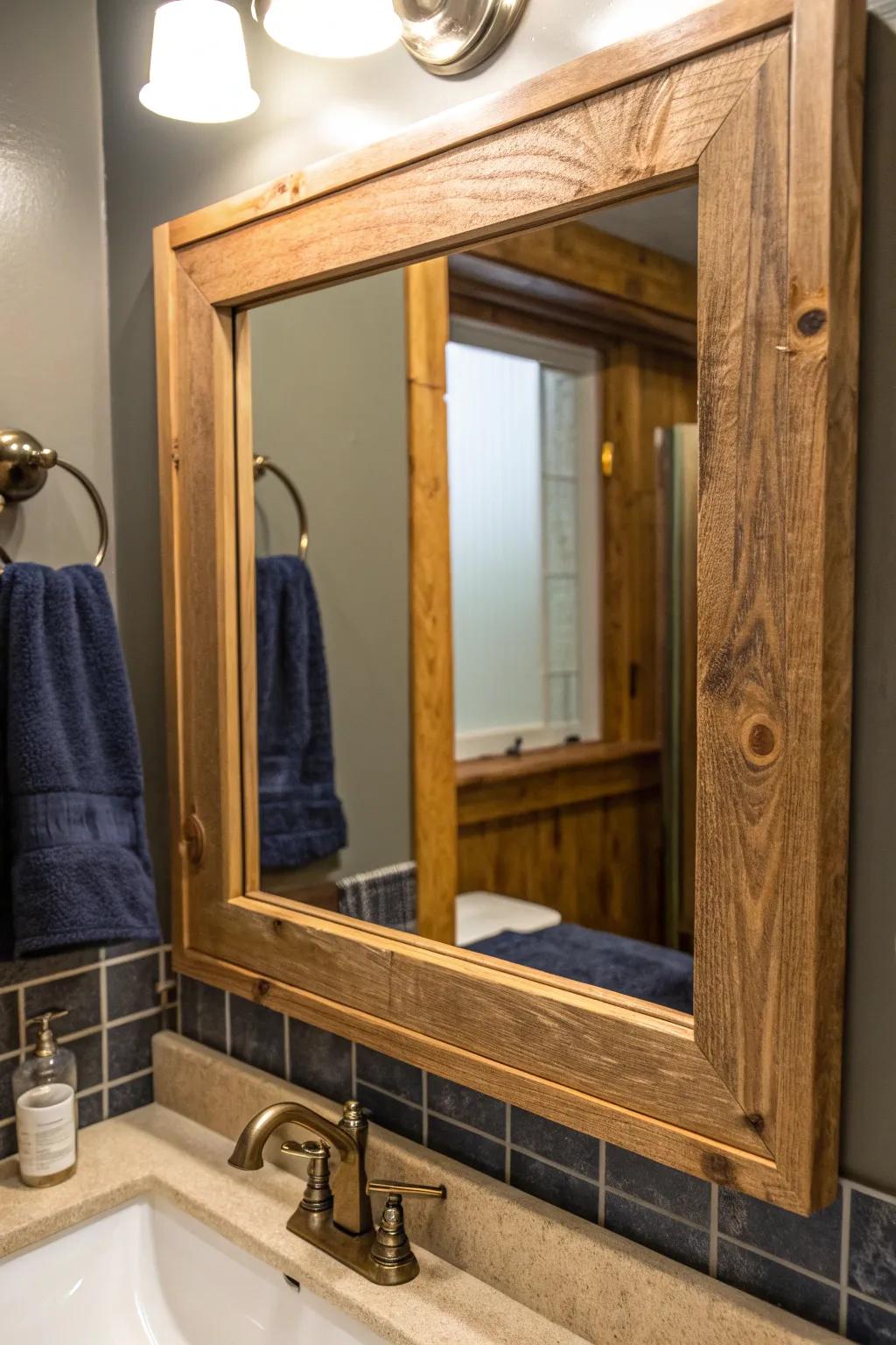 Transform your space with a rustic pallet mirror frame – where craftsmanship meets bold style.