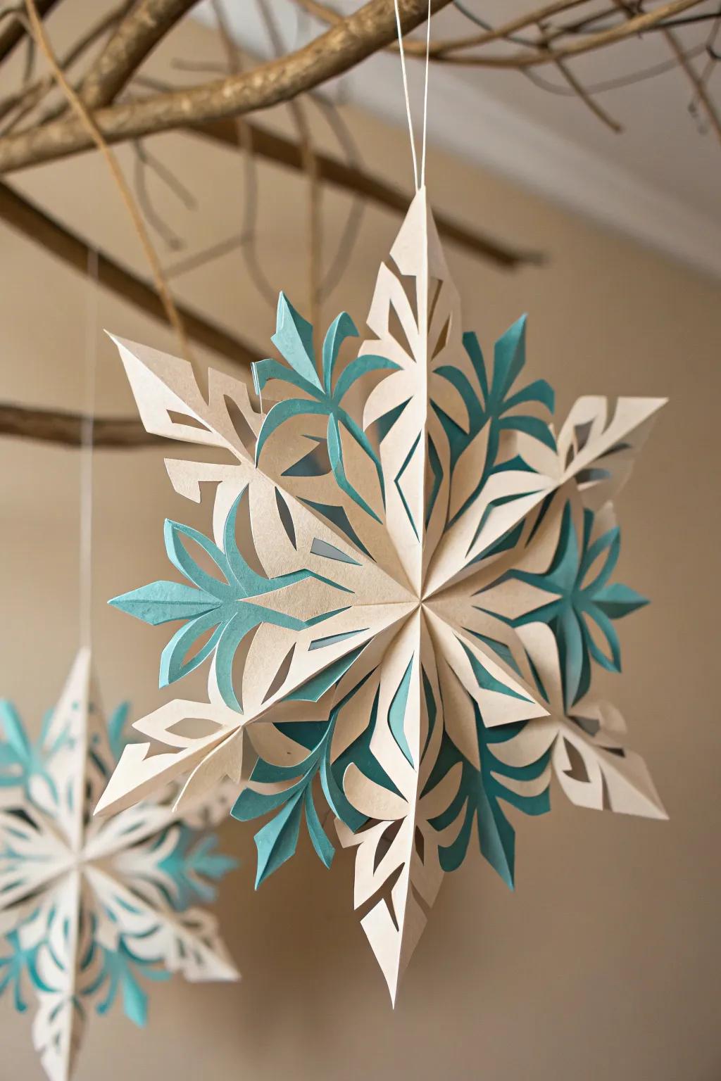 Elevate your winter decor with stunning 3D paper snowflakes that blend simplicity and elegance.