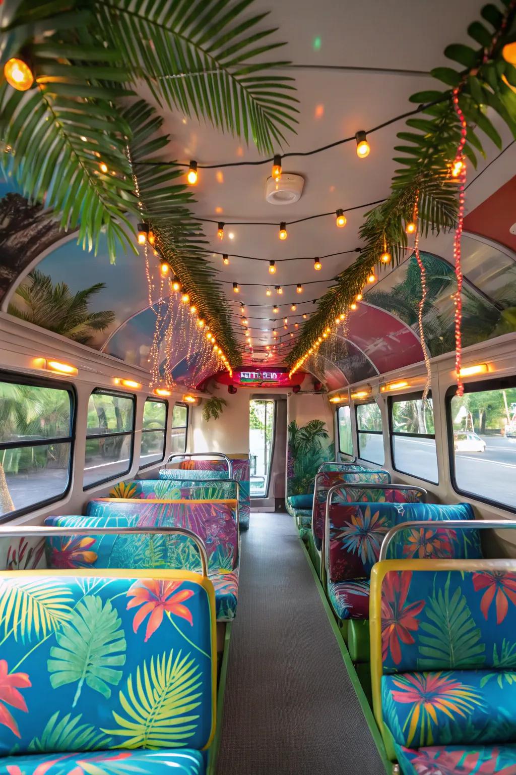 A themed party bus enhances the overall celebration experience.