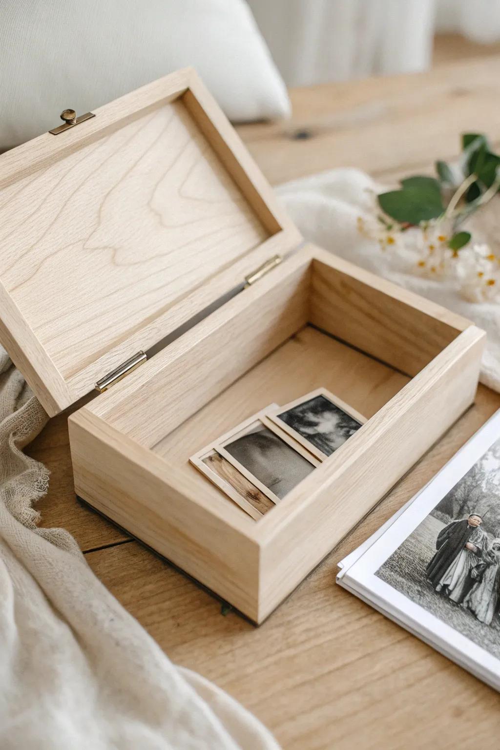 Discover hidden treasures with a beautifully crafted photo keepsake box.