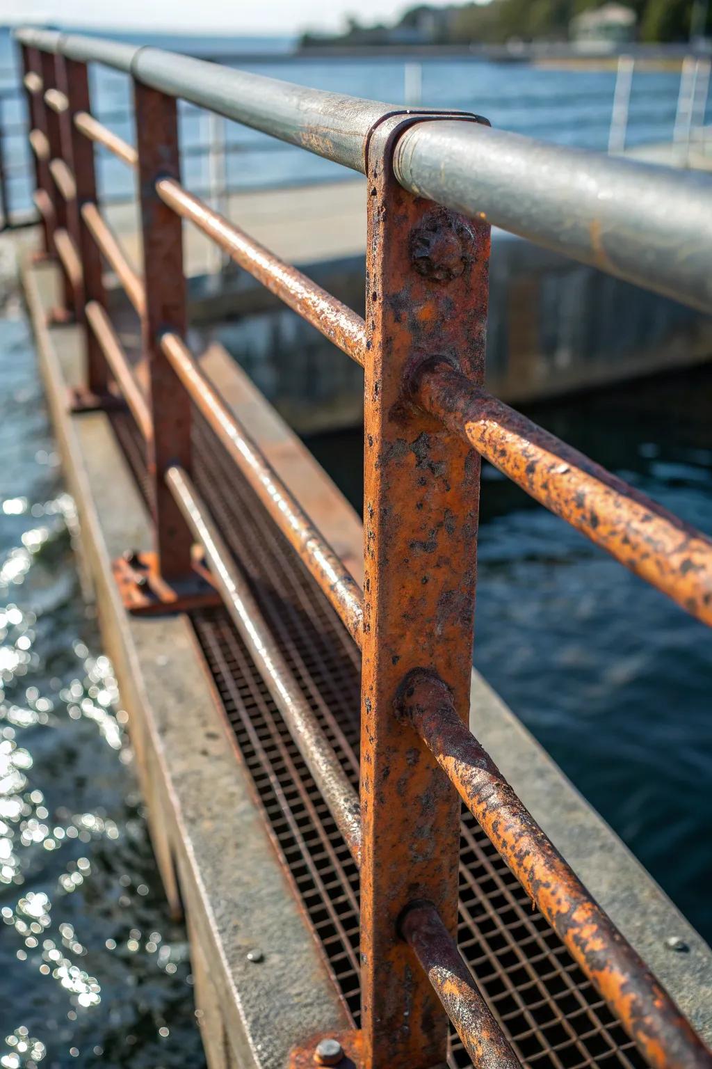 Reimagine your pontoon with the bold allure of repurposed metal rails.