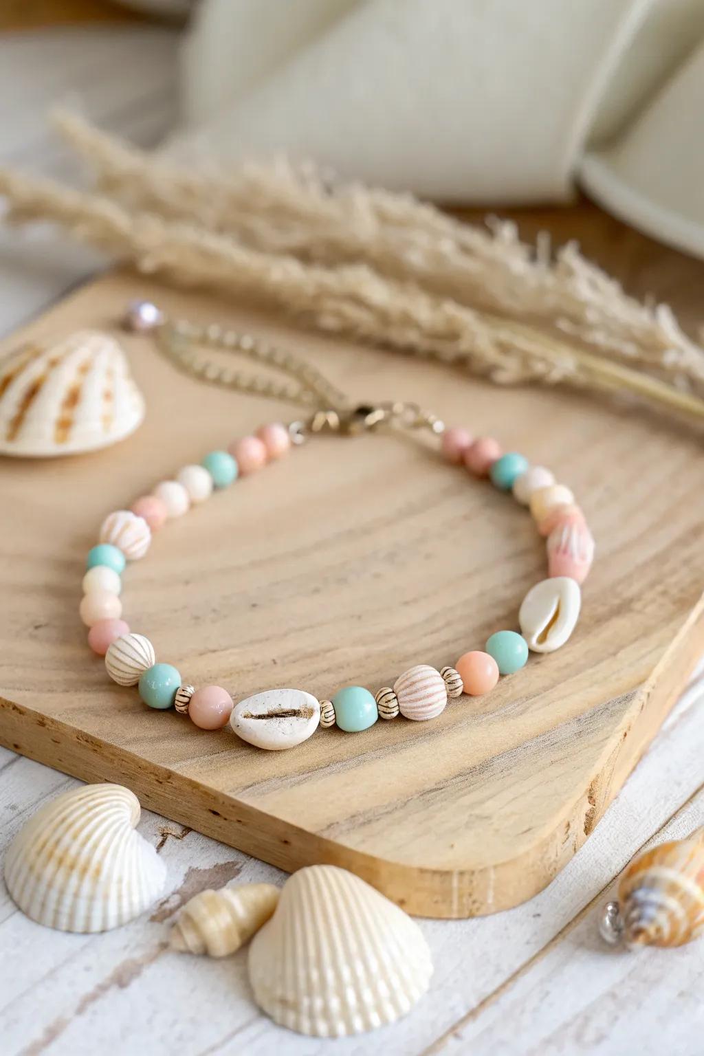 Embrace the summer beach vibes with this chic clay bead bracelet, where simplicity meets natural beauty.
