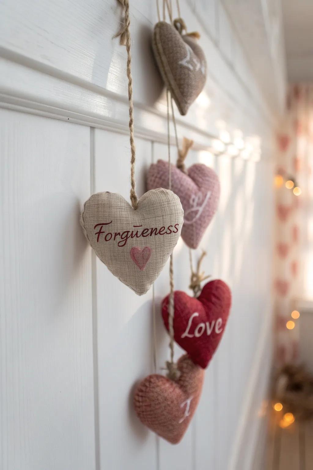 Embrace the warmth of forgiveness with this heart garland, a perfect blend of minimalism and bohemian charm.
