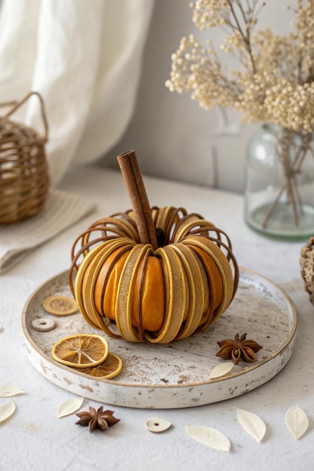 Transform canning rings into a stunning pumpkin centerpiece with a touch of Scandinavian charm!