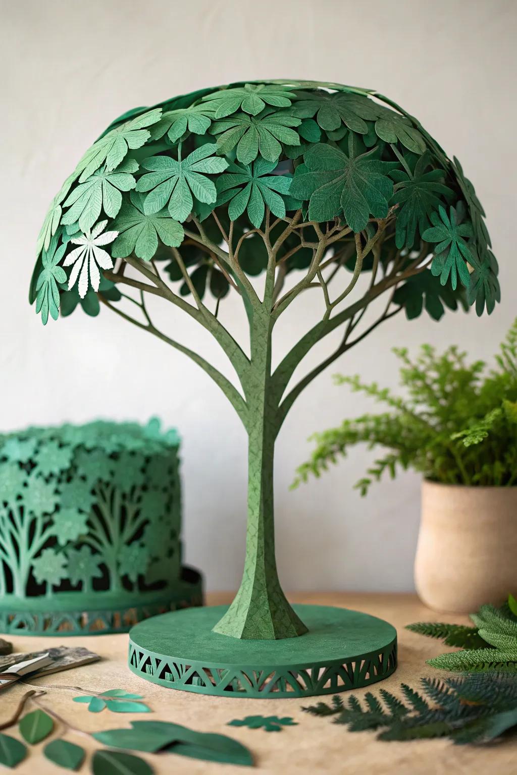 Explore the beauty of nature with a minimalist touch: layered paper canopies inspired by the rainforest.