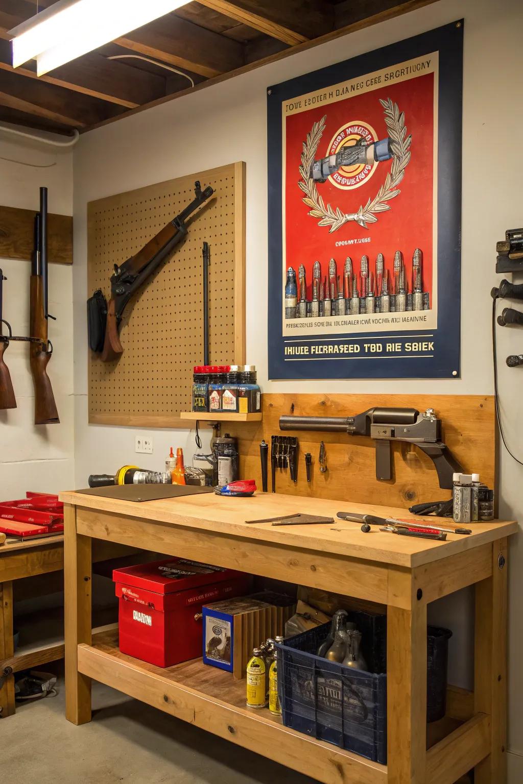 Elevate your reloading space with vintage flair and bold decor.