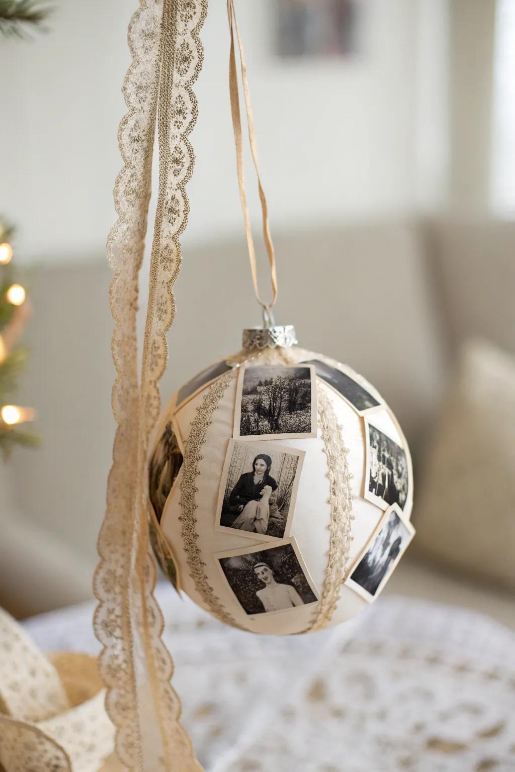 Capture the charm of the past with a personalized vintage ornament, blending nostalgia and elegance in your decor.