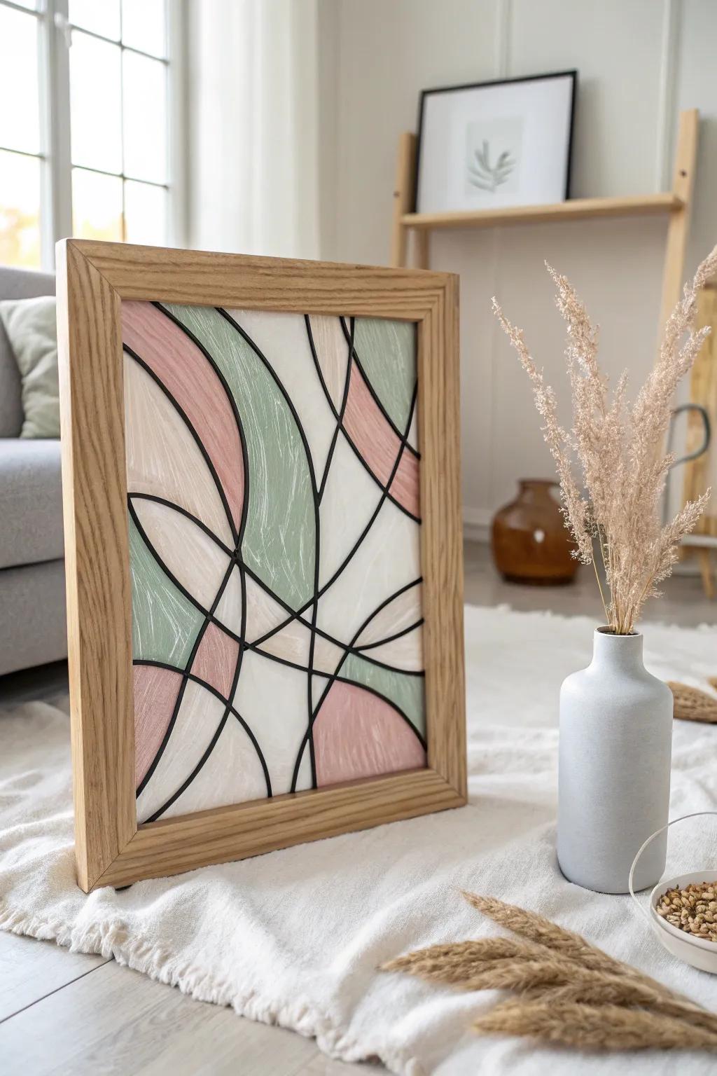Discover the art of abstract elegance with reverse glass painting on display. #ArtfulLiving