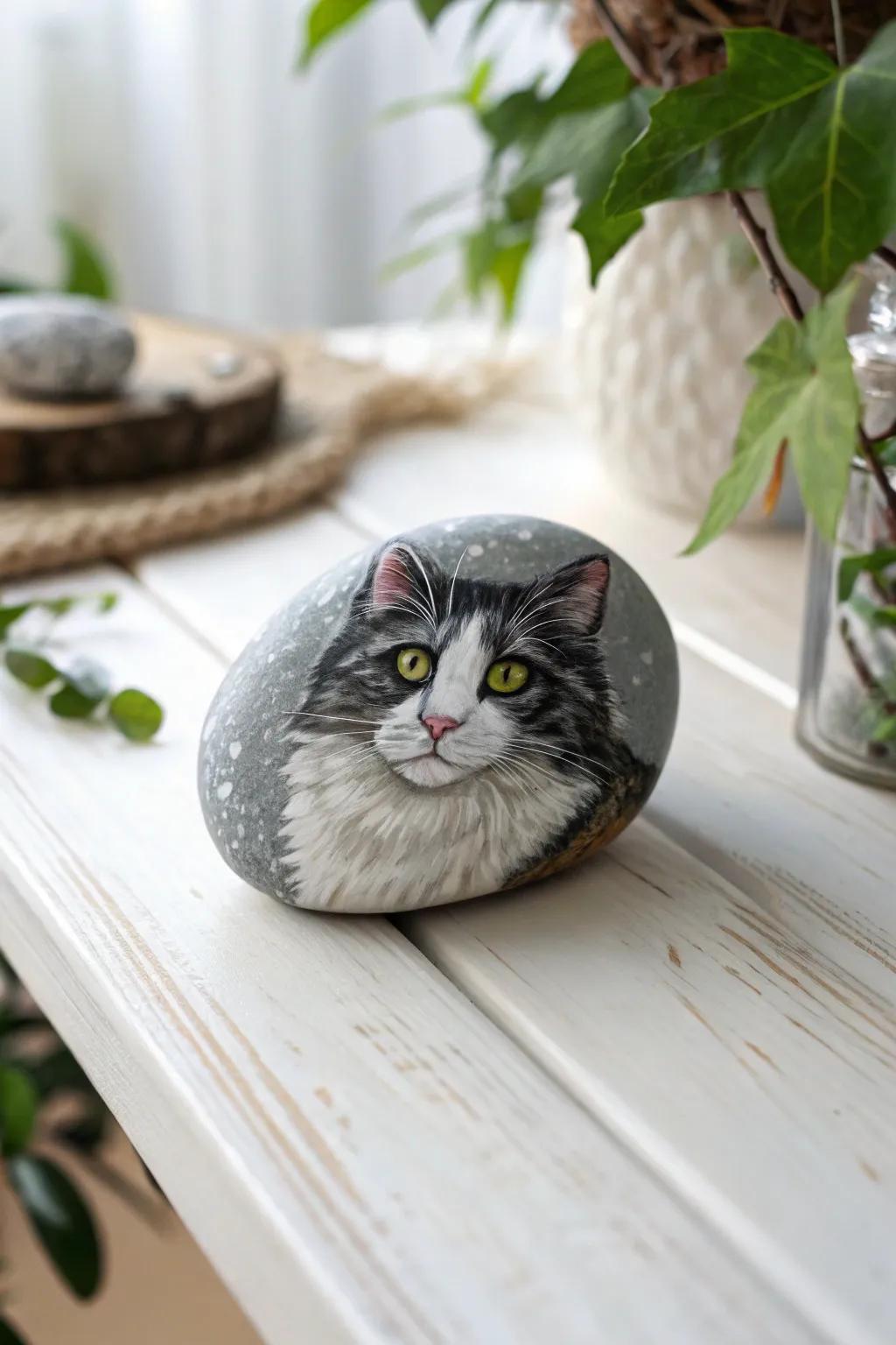 Bring whimsy to your space with charming animal rock art! 🐱✨ #CraftedWithLove #ScandiBohoStyle