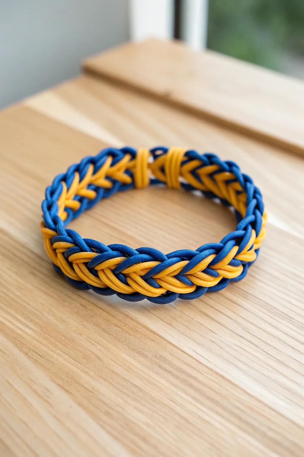 Show your team spirit in style with this vibrant, handcrafted bracelet!