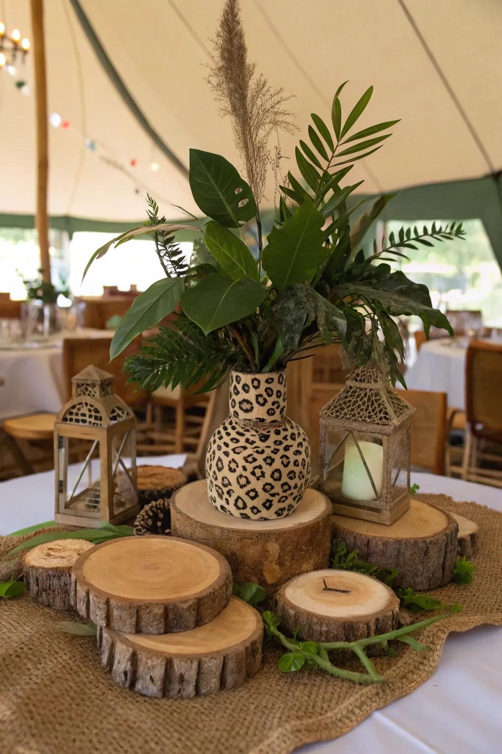 Rustic wooden accents provide a natural, earthy feel.