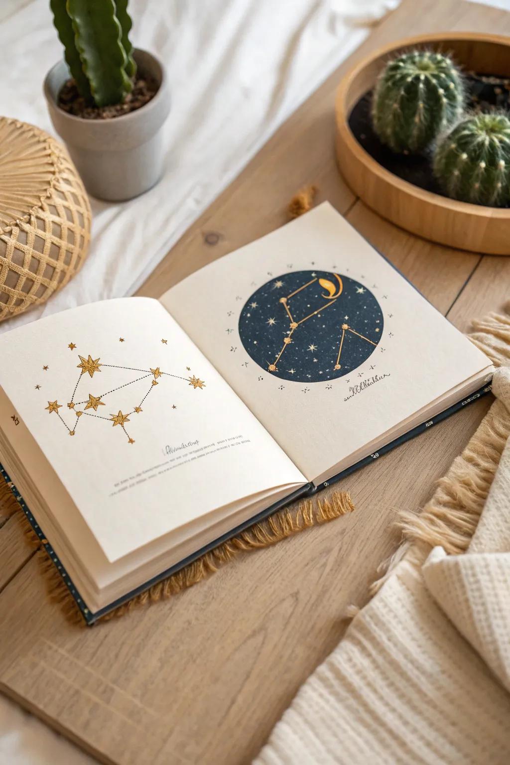 Journey through the stars with a hand-illustrated constellation storybook, where each page is a gateway to creativity and wonder.