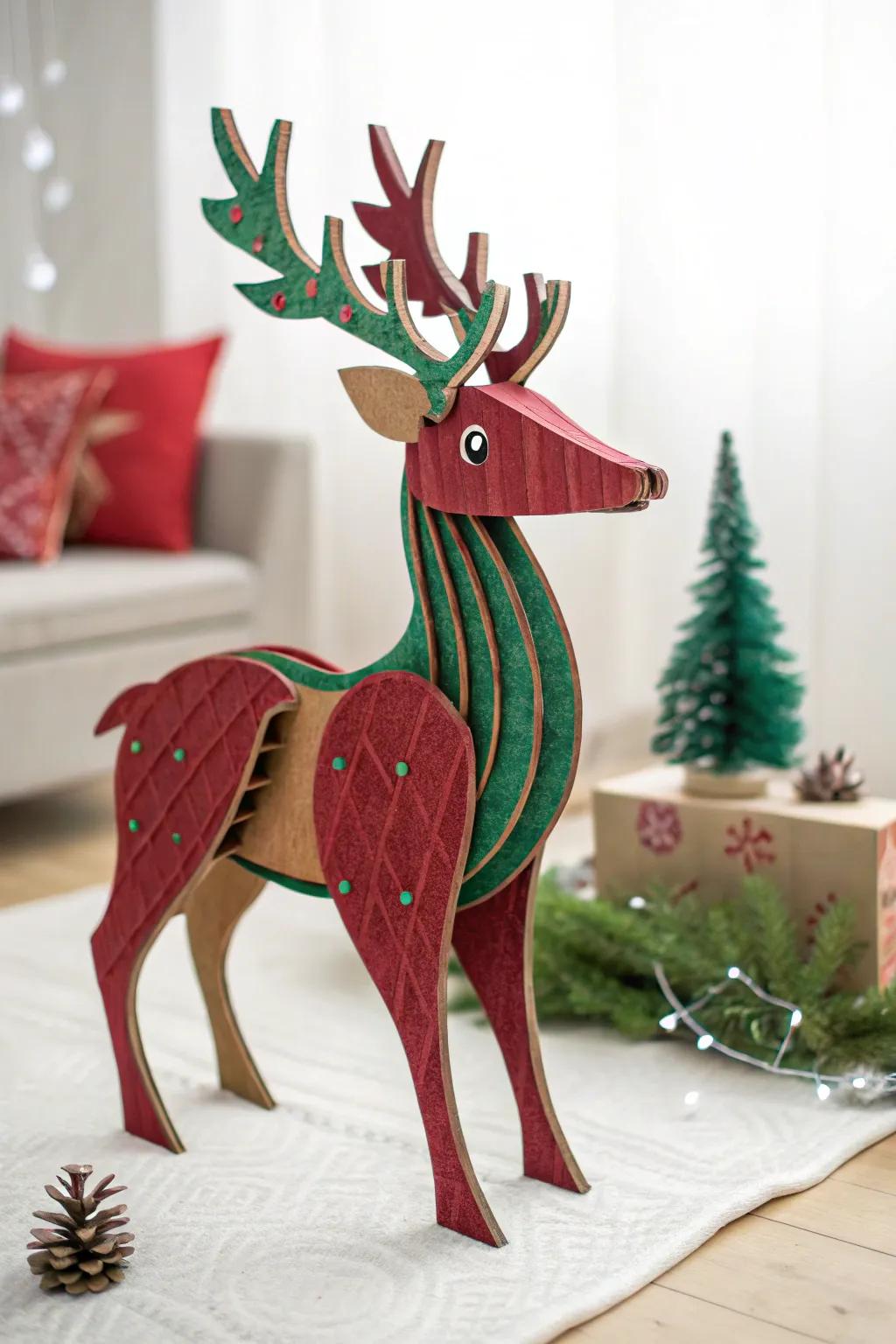 Transforming cardboard into holiday magic: Meet our charming recycled reindeer, a perfect blend of creativity and eco-friendly fun!