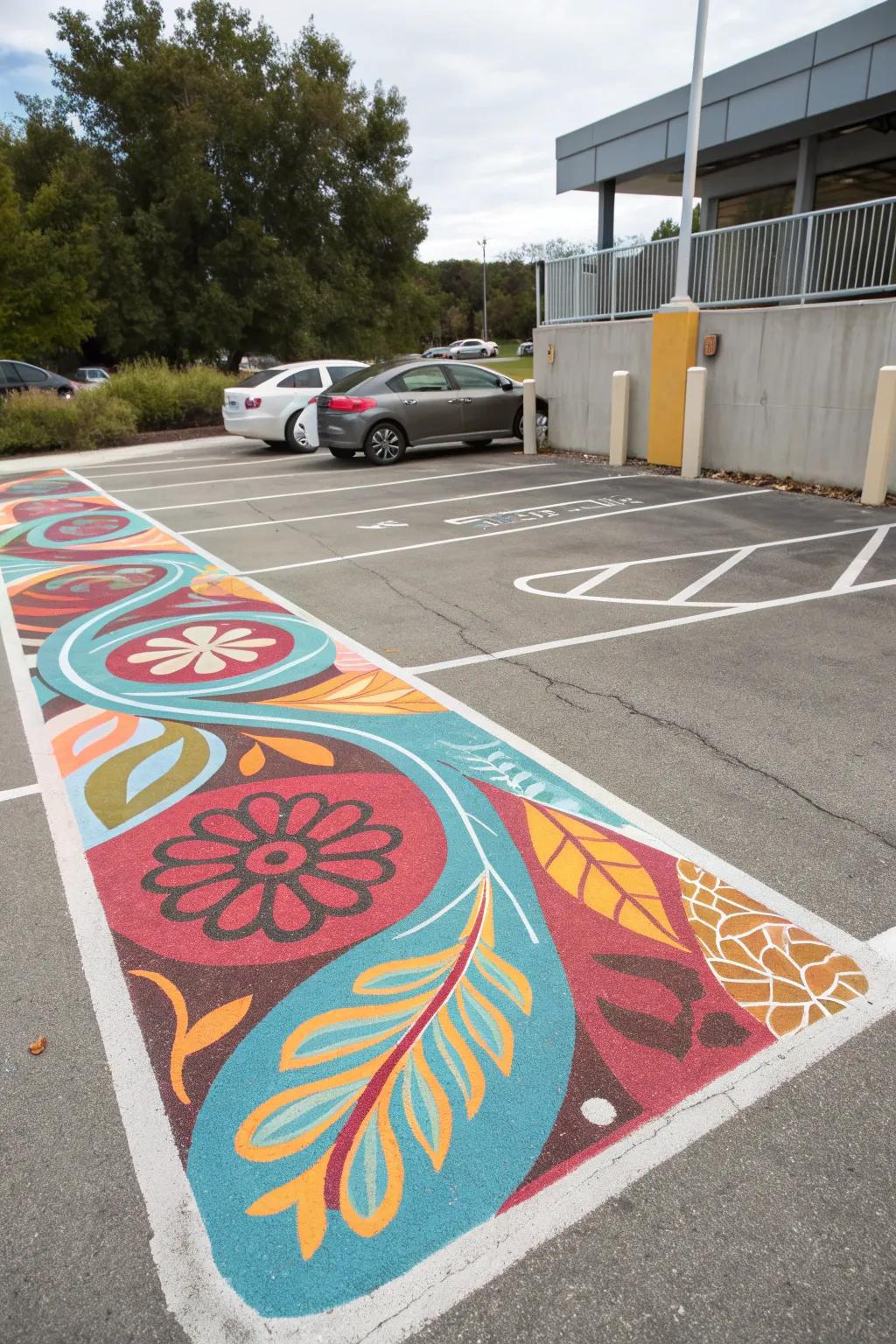 Transform your parking space into a canvas of vibrant creativity with abstract art stencils.