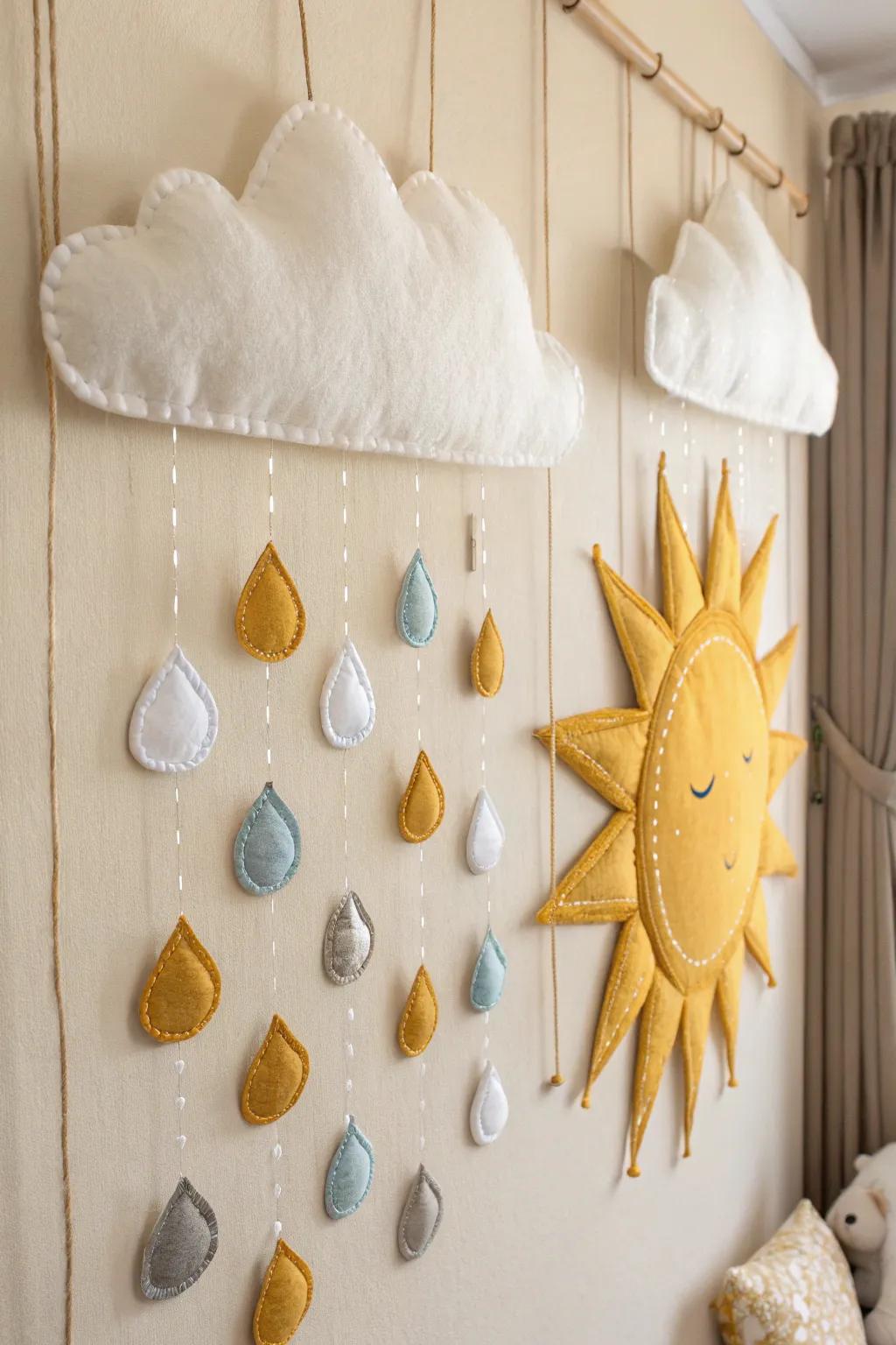 Transform your child's space with a whimsical weather-themed sensory wall, blending minimalist elegance with playful charm.