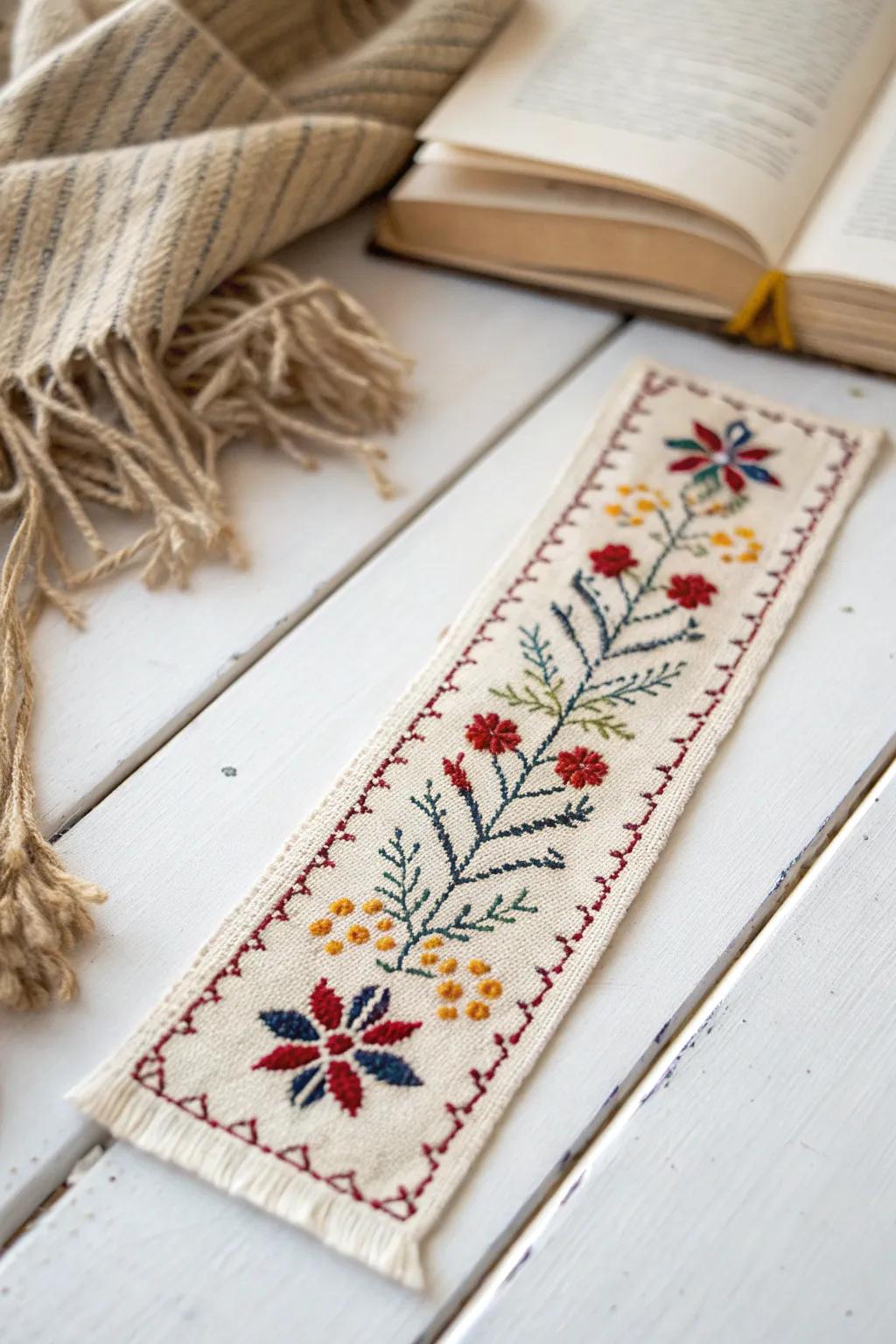 Crafted with love: A vibrant fabric bookmark to inspire young readers!