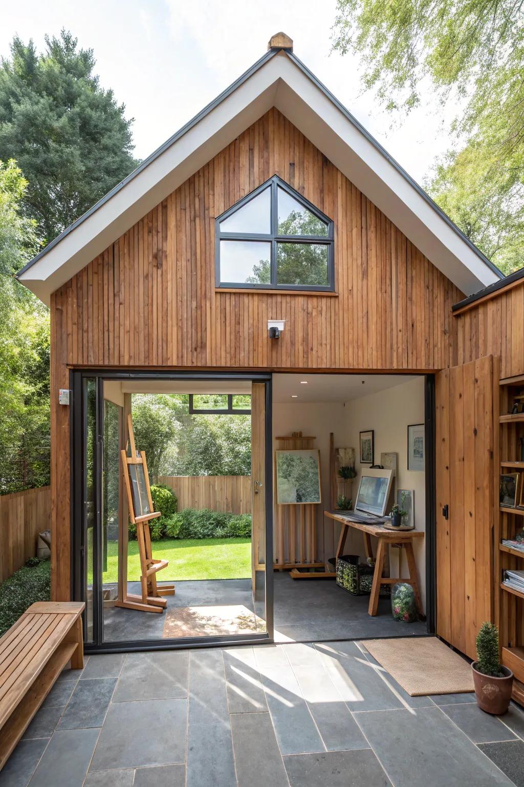 Transform your shed into a sunlit sanctuary for creativity and craftsmanship.