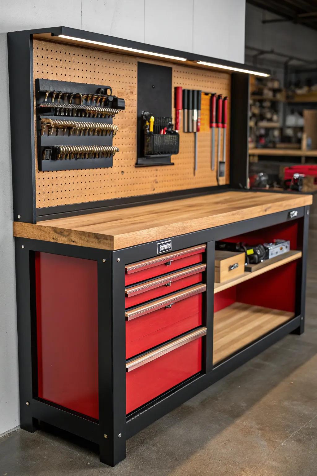 Master your craft with style: A workbench that blends functionality and design.