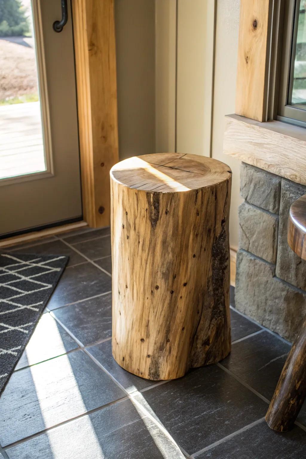 Elevate your space with the charm of handcrafted mini log furniture.