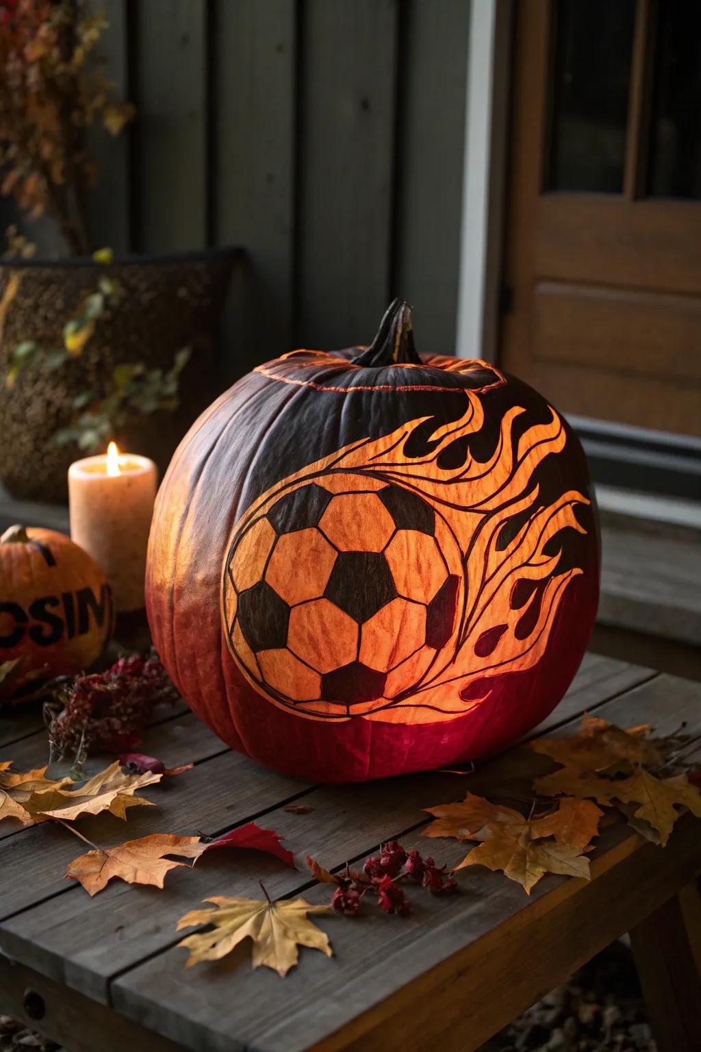 Ignite your Halloween with a blazing soccer ball pumpkin carving!