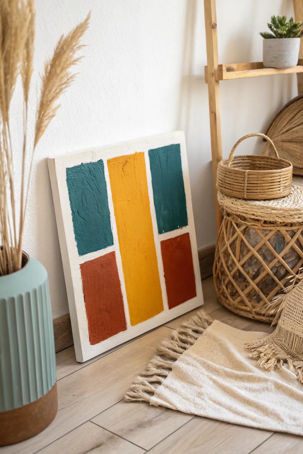 Bring your walls to life with vibrant sponge-painted abstract art!