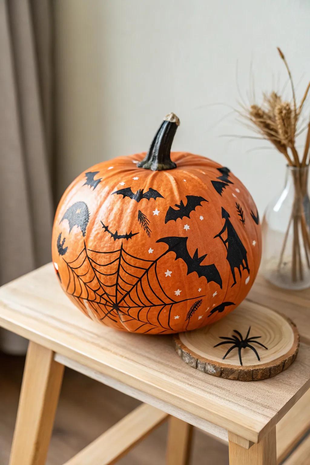 Embrace the Halloween spirit with this beautifully crafted spooky symbol pumpkin!