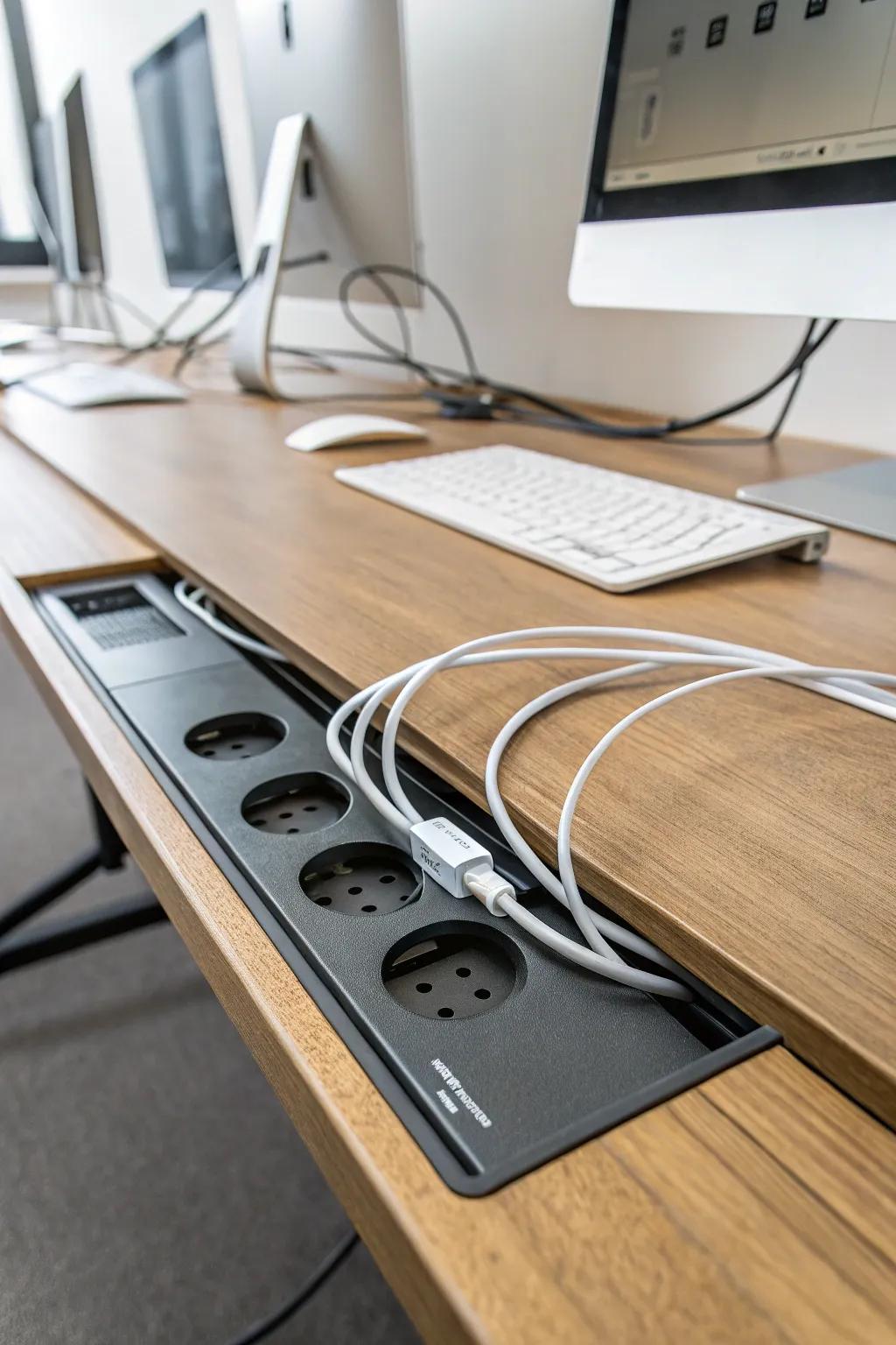 Desk grommets provide a discreet solution for routing cables through your workspace.