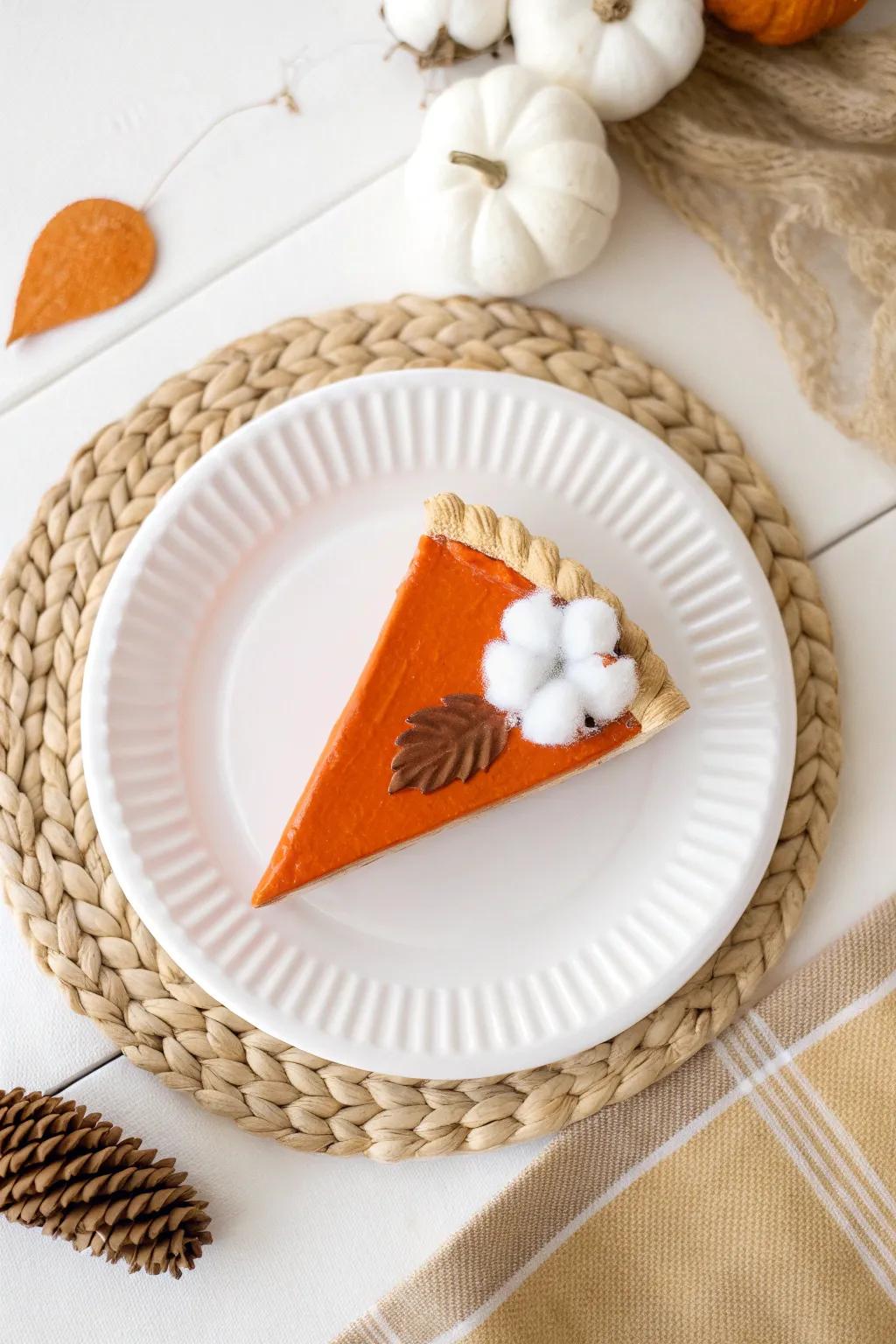 Craft a slice of autumn joy with these charming pumpkin pie plates—perfect for a festive and fun kids' table!