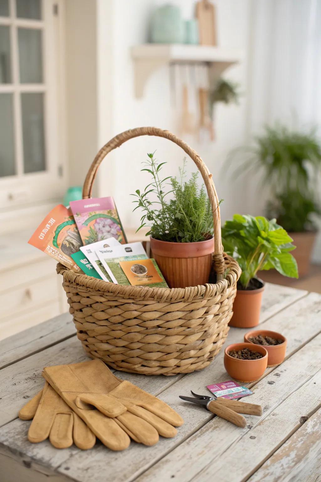 Nurture the green thumb in your life with a basket full of gardening delights. 🌿