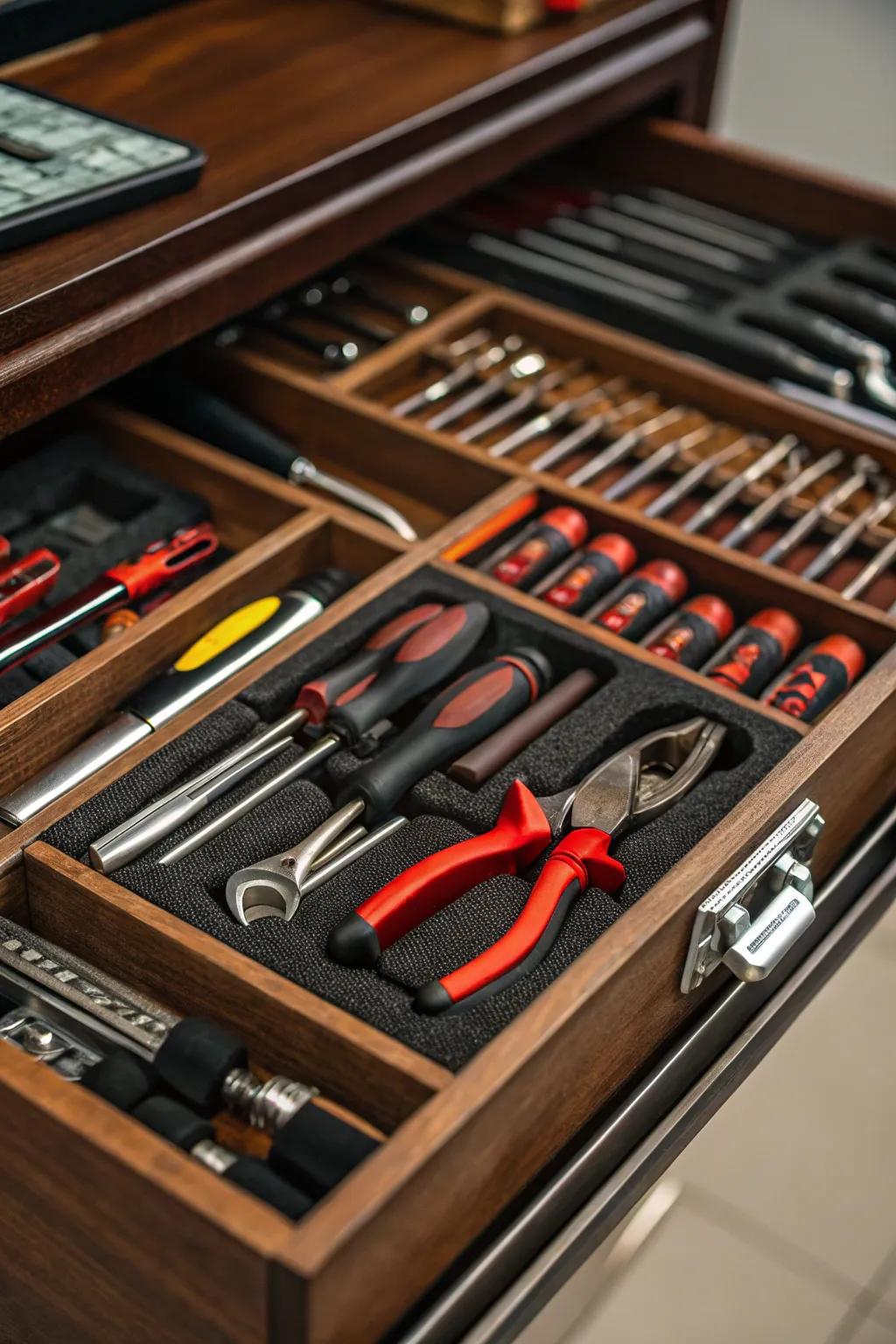 Transform your tool storage with stylish drawer dividers for unmatched order and elegance.