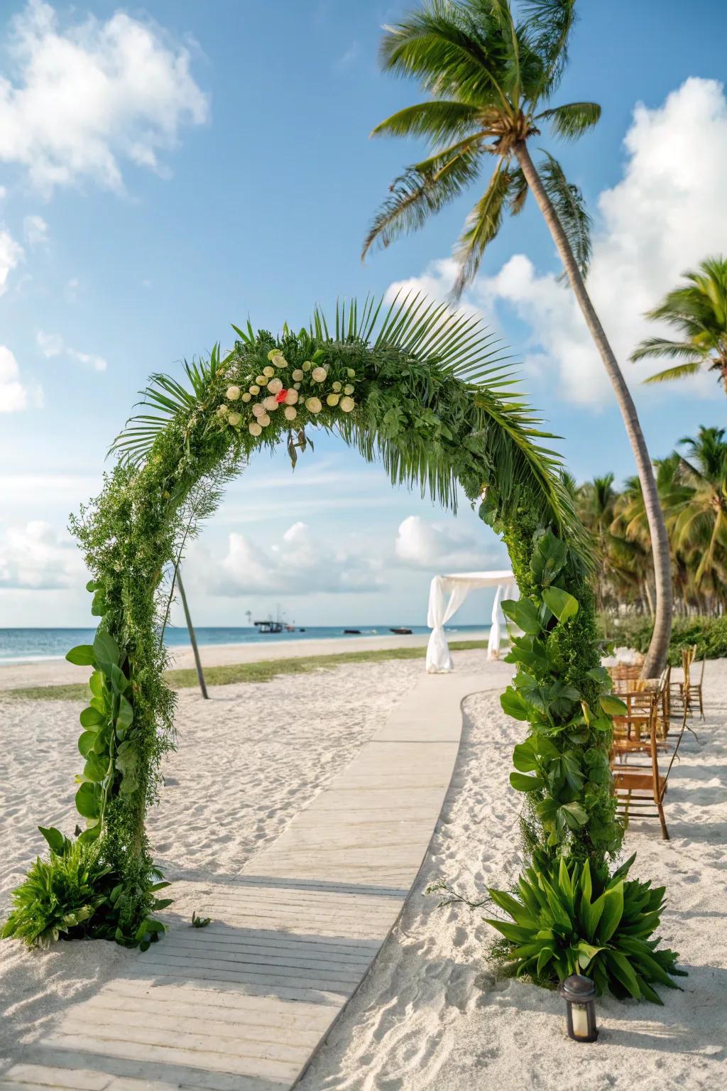 An arch composed entirely of lush greenery for a natural look.